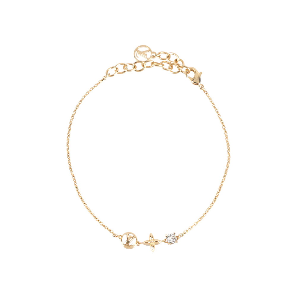 【Louis Vuitton】Petit Louis 經典標誌及水晶手鍊(金色)