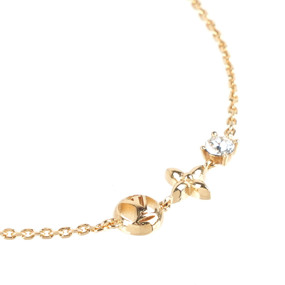 【Louis Vuitton】Petit Louis 經典標誌及水晶手鍊(金色)