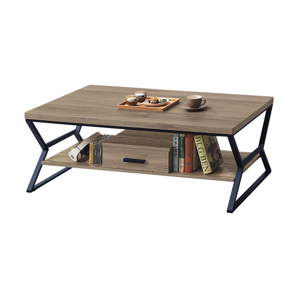 柏蒂家居-庫倫工業風4尺一抽大茶几