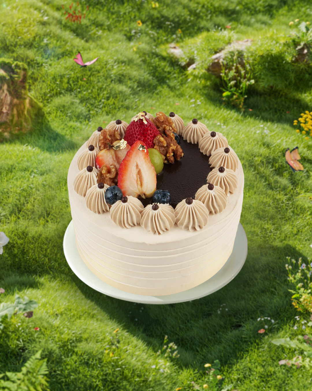 Warmth of Coffee (Eggless Vanilla Panna Cotta Coffee Cake)