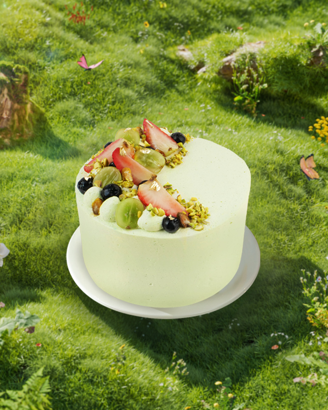 Pistachio Indulgence (Eggless Pistachio Cake)