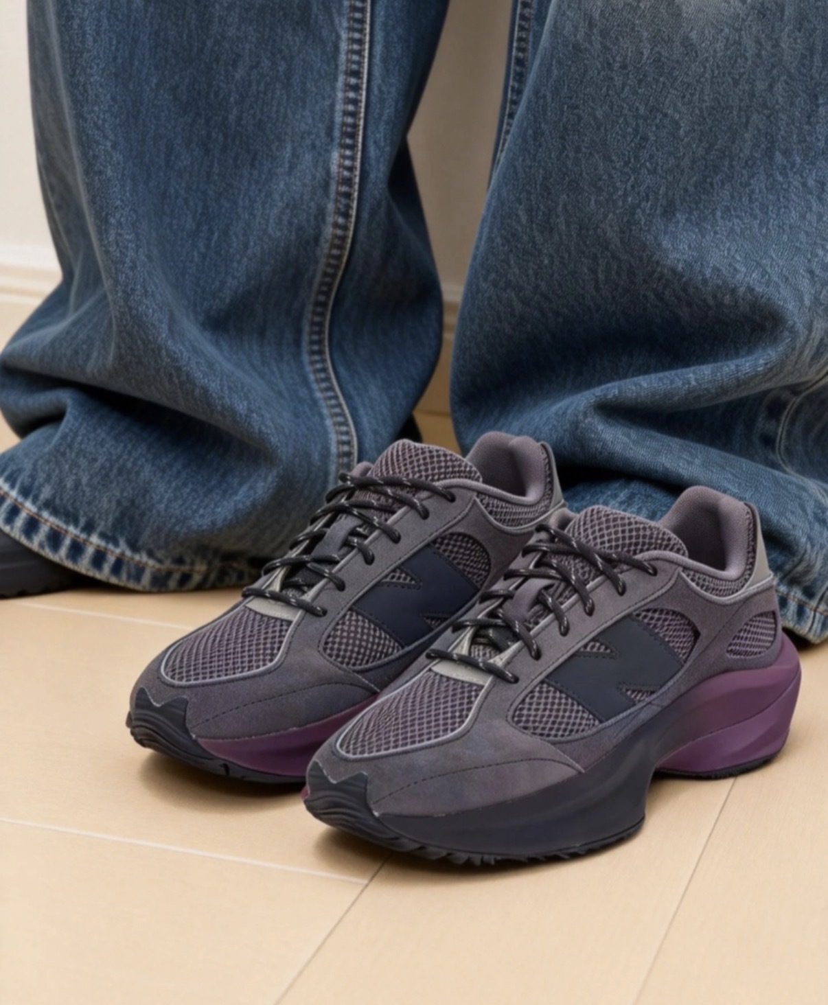 男女鞋 NEW BALANCE WRPD RUNNER 深灰紫 高圓圓同款 麂皮 波浪型外底 復古 休閒鞋【UWRPDFRF】