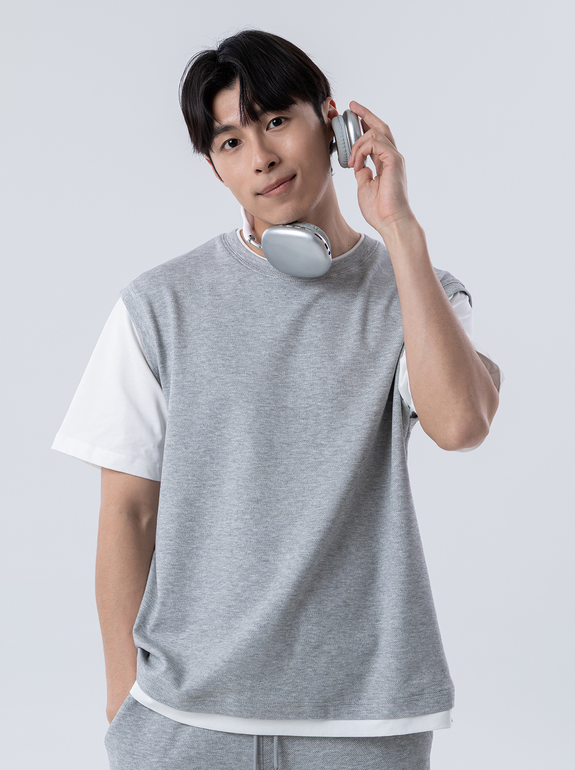 高質感斜紋紋理假兩件TEE