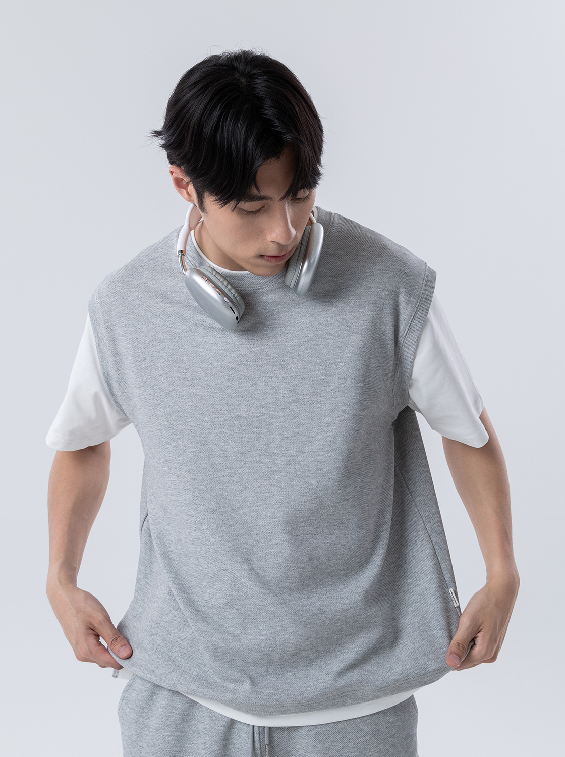 高質感斜紋紋理假兩件TEE