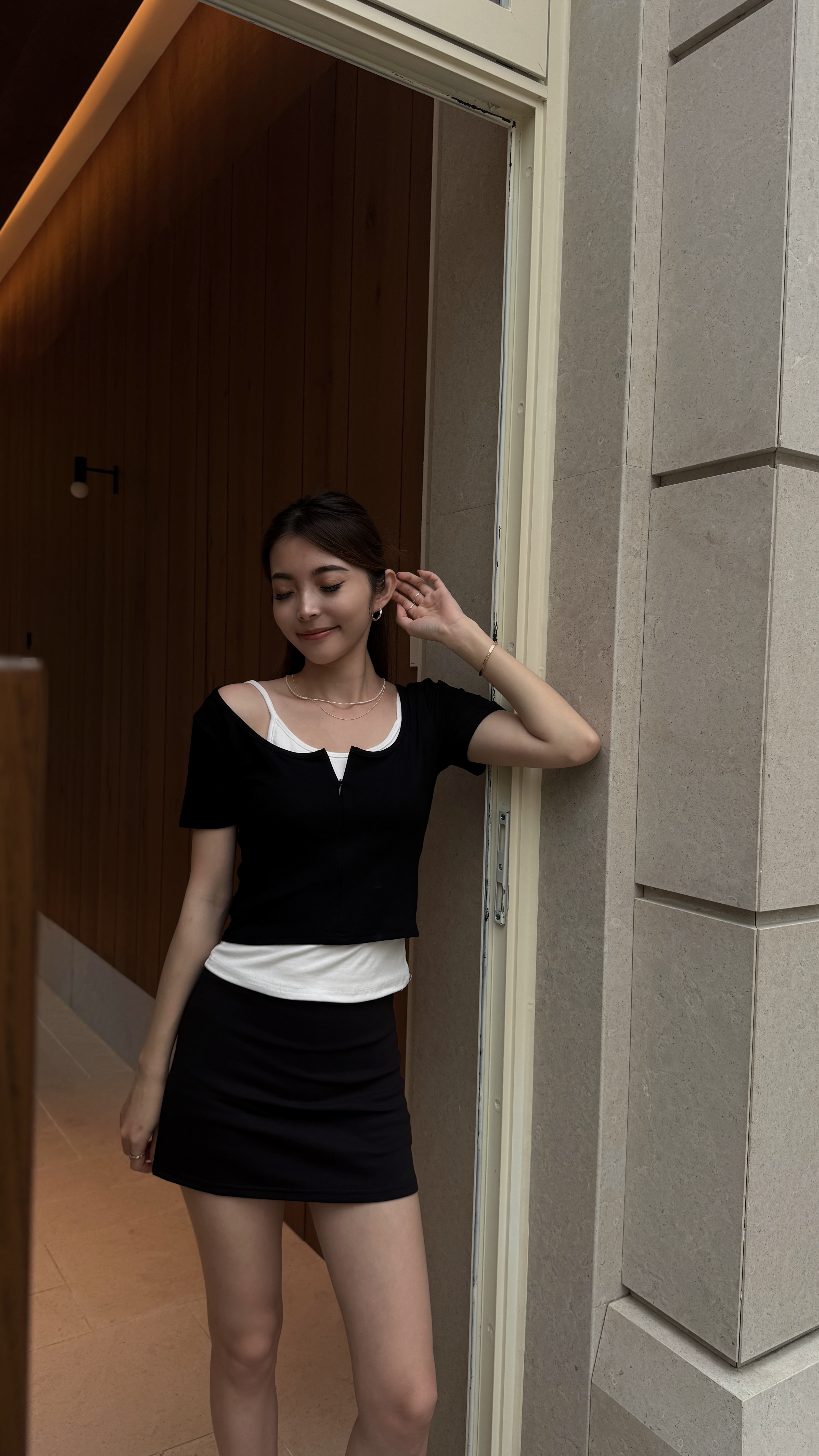 層次感真兩件拉鍊上衣