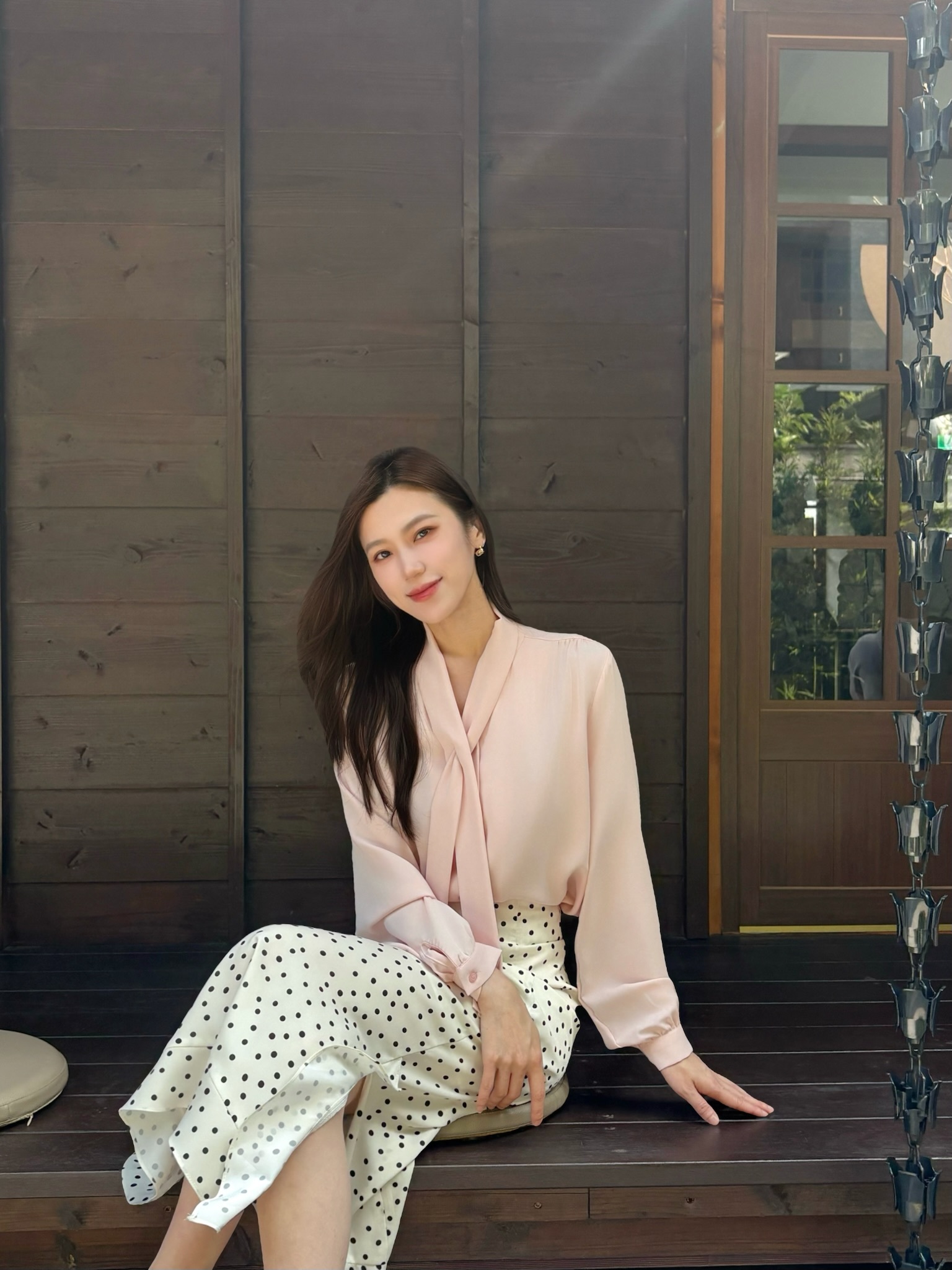 (JS)絲滑領巾上衣-暖心粉【 第一波優惠 $𝟏𝟓𝟖𝟎✨】