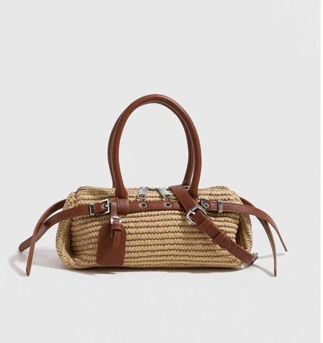 351230-8【編織草編小水桶包】