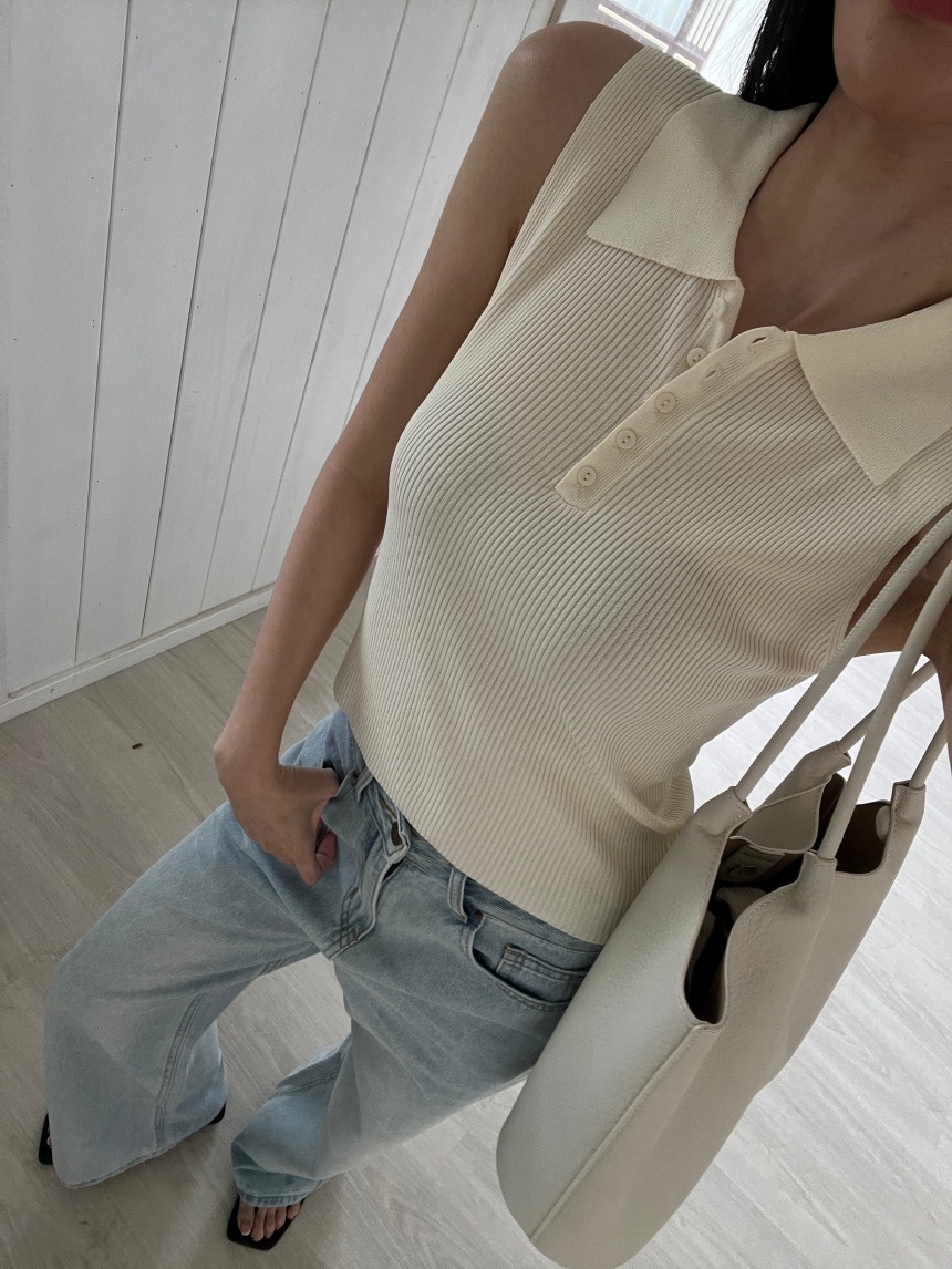 POLO領鈕釦針織背心*5色