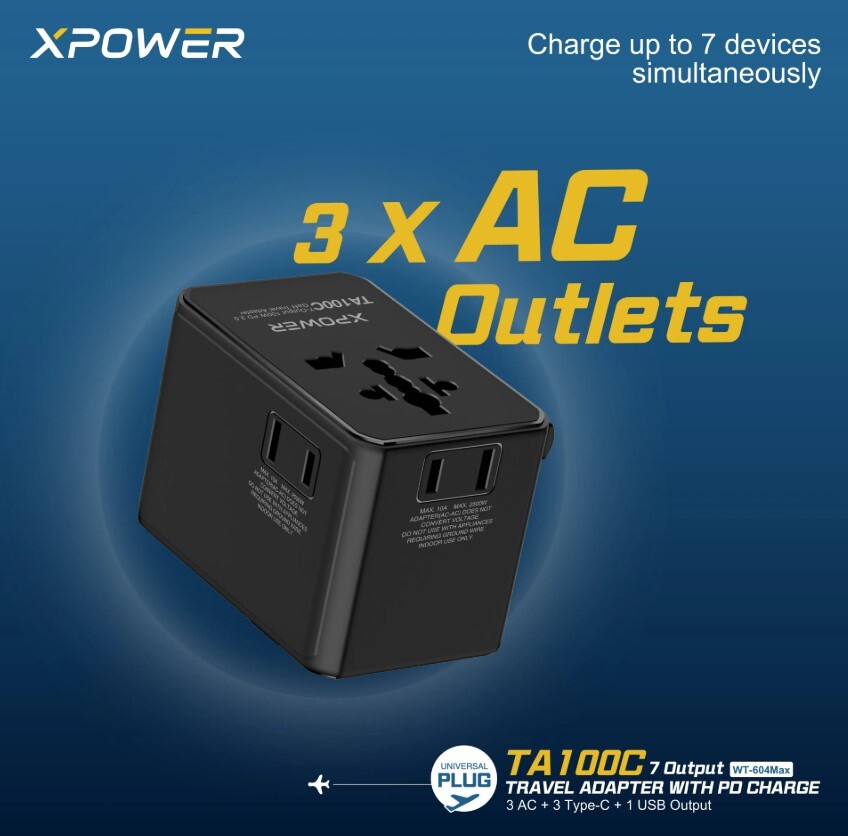 (早鳥預售優惠) XPOWER TA100C 7輸出 PD 100W Gan旅行充電器