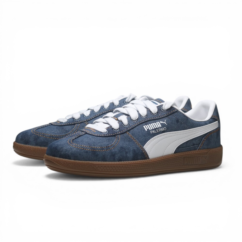 PUMA 休閒鞋 PALERMO DENIM 深藍 牛仔布 焦糖底 復古 男女 40841801