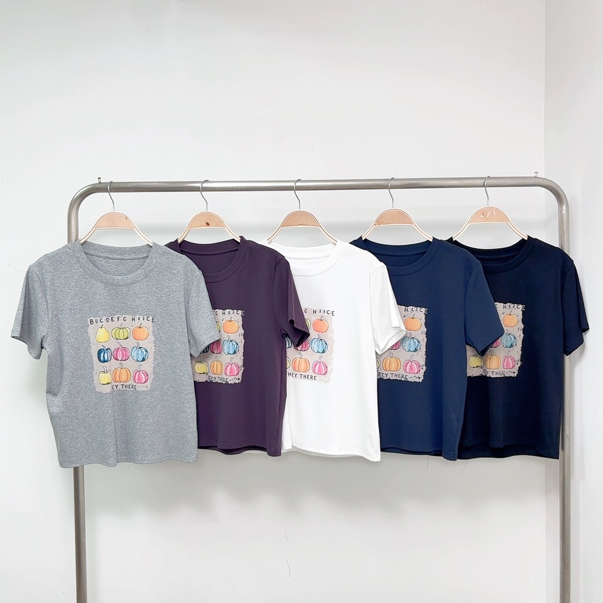 南瓜燙圖短版彈棉TEE (C112-C116)