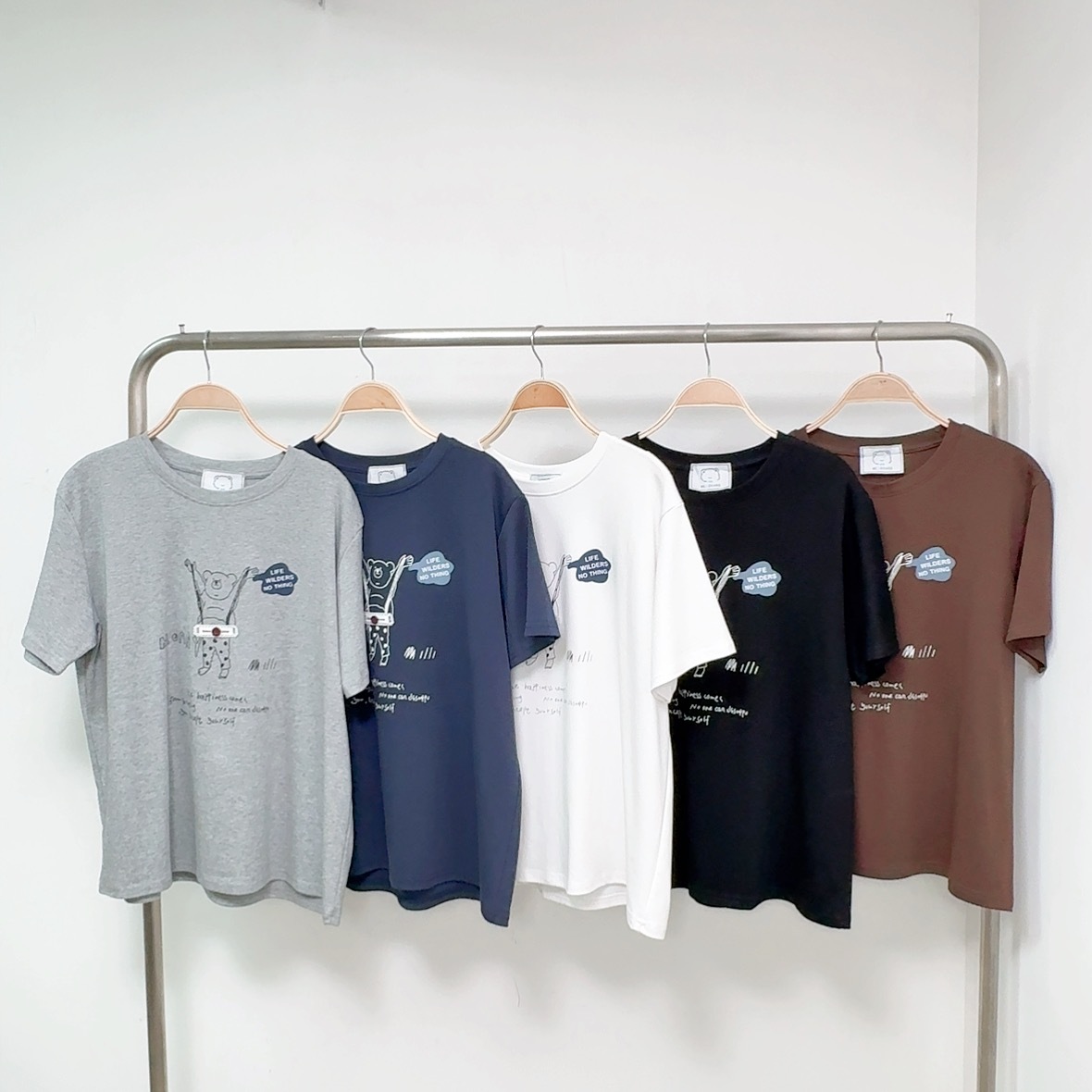 喱士圓鈕燙印熊仔彈棉TEE (C107-C111)