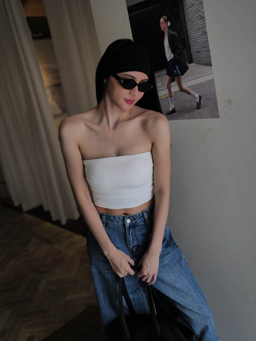 質感超好附胸墊超平滑防滑絕不透平口抹胸背心*2色