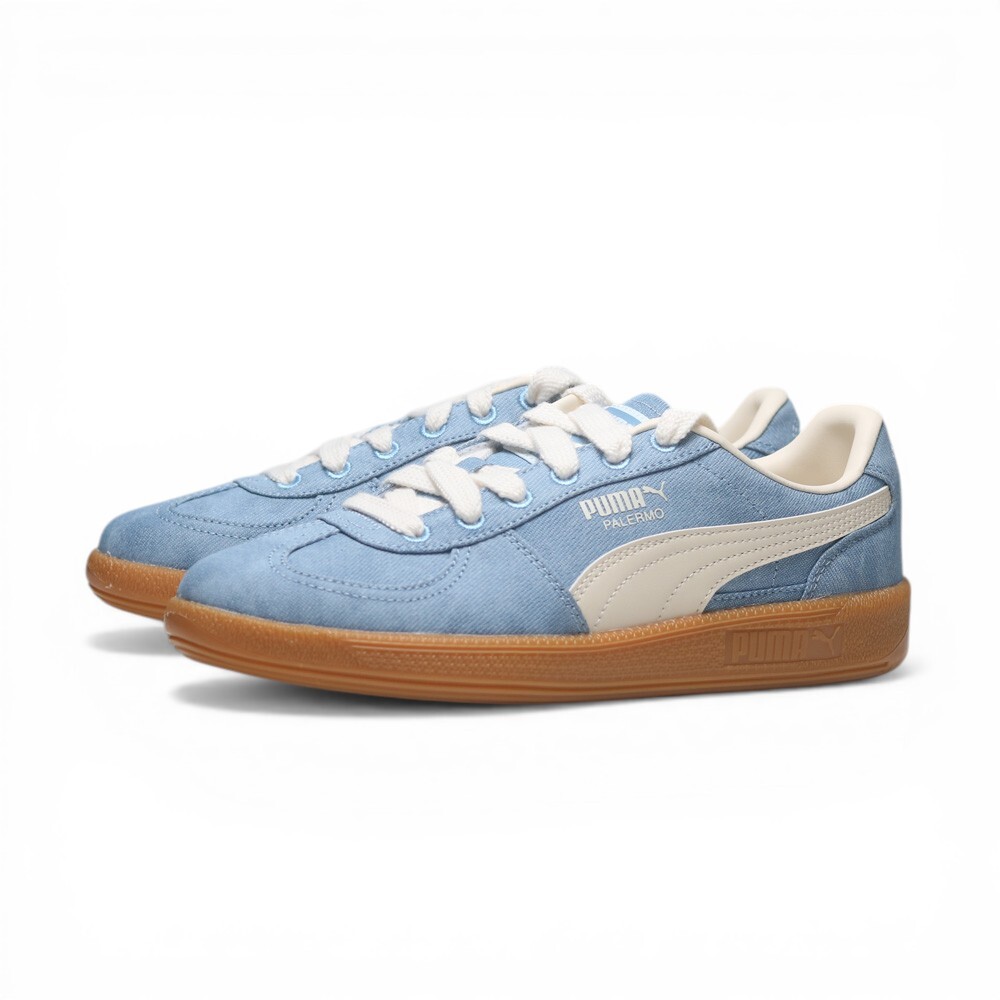 PUMA 休閒鞋 PALERMO DENIM 淺藍 牛仔布 焦糖底 復古 男女 40841802