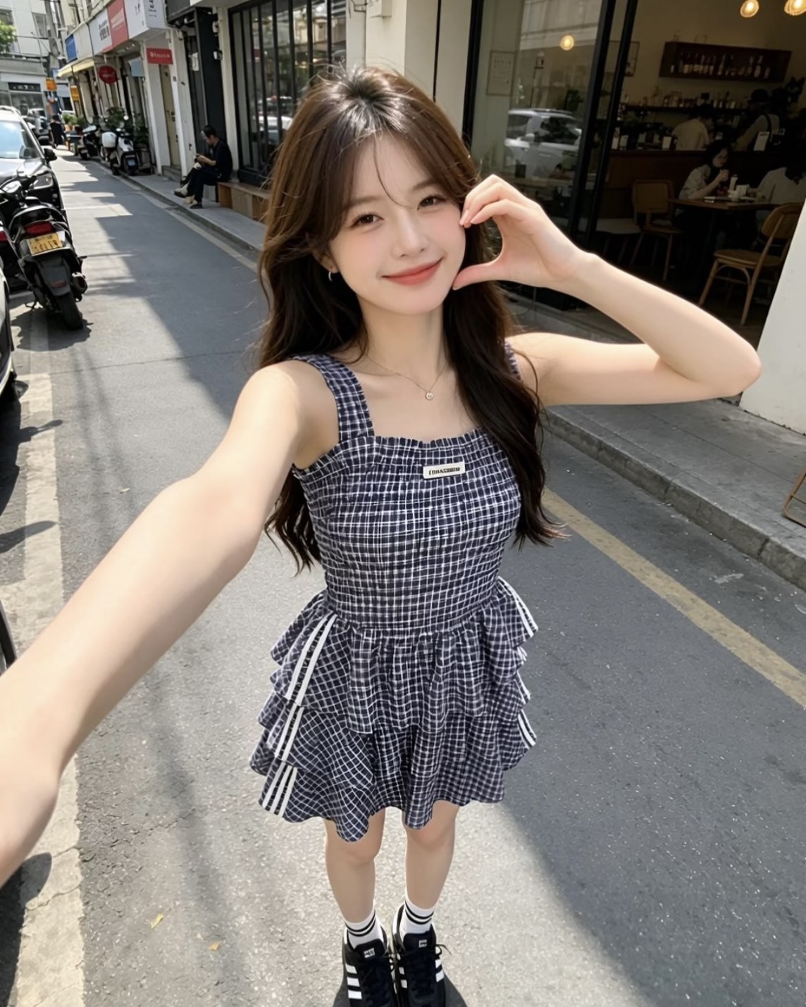Adidas Originals Miu系 夏日 格紋 無袖 背心 短裙 套裝