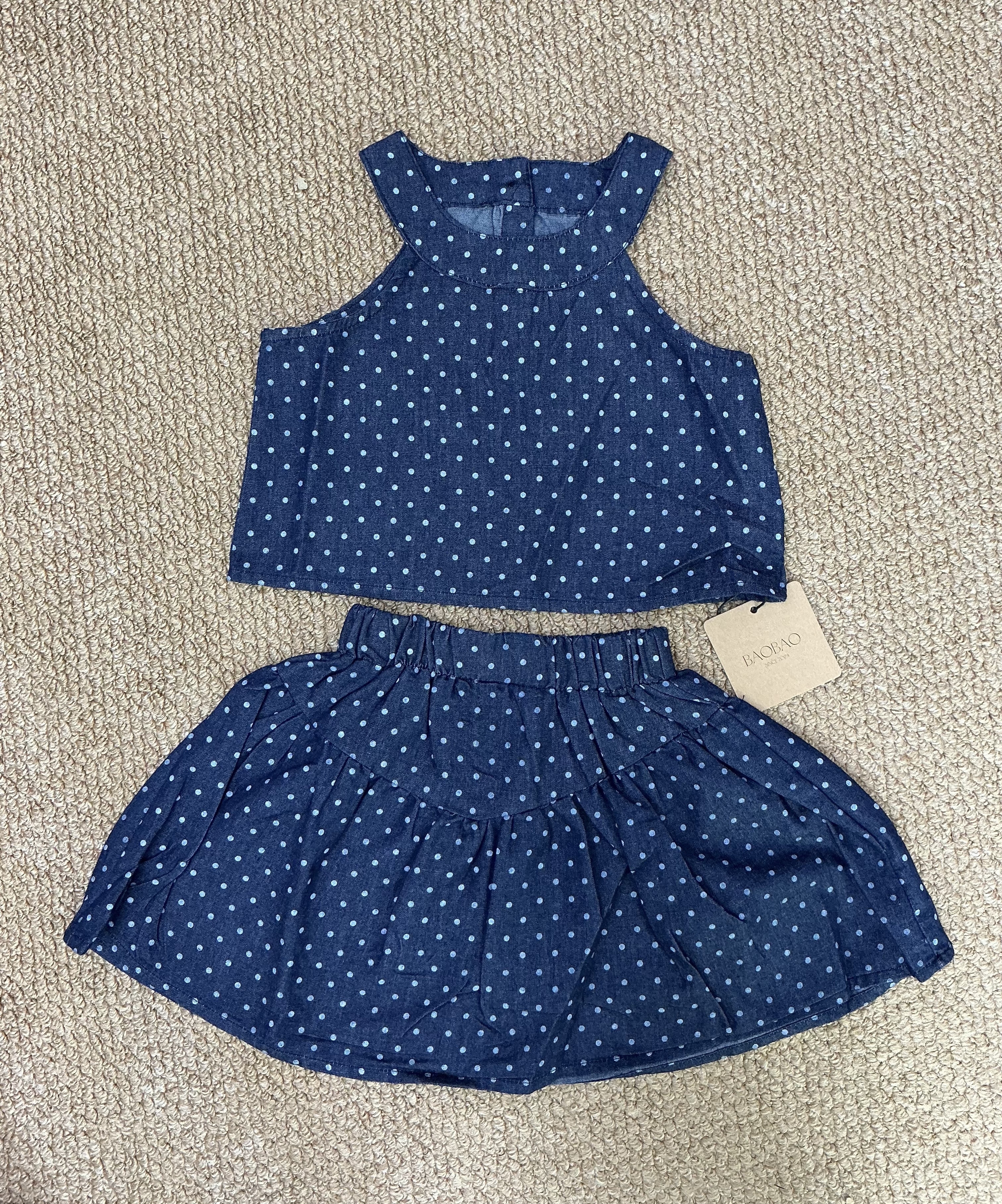 A04937圓點牛仔套裝