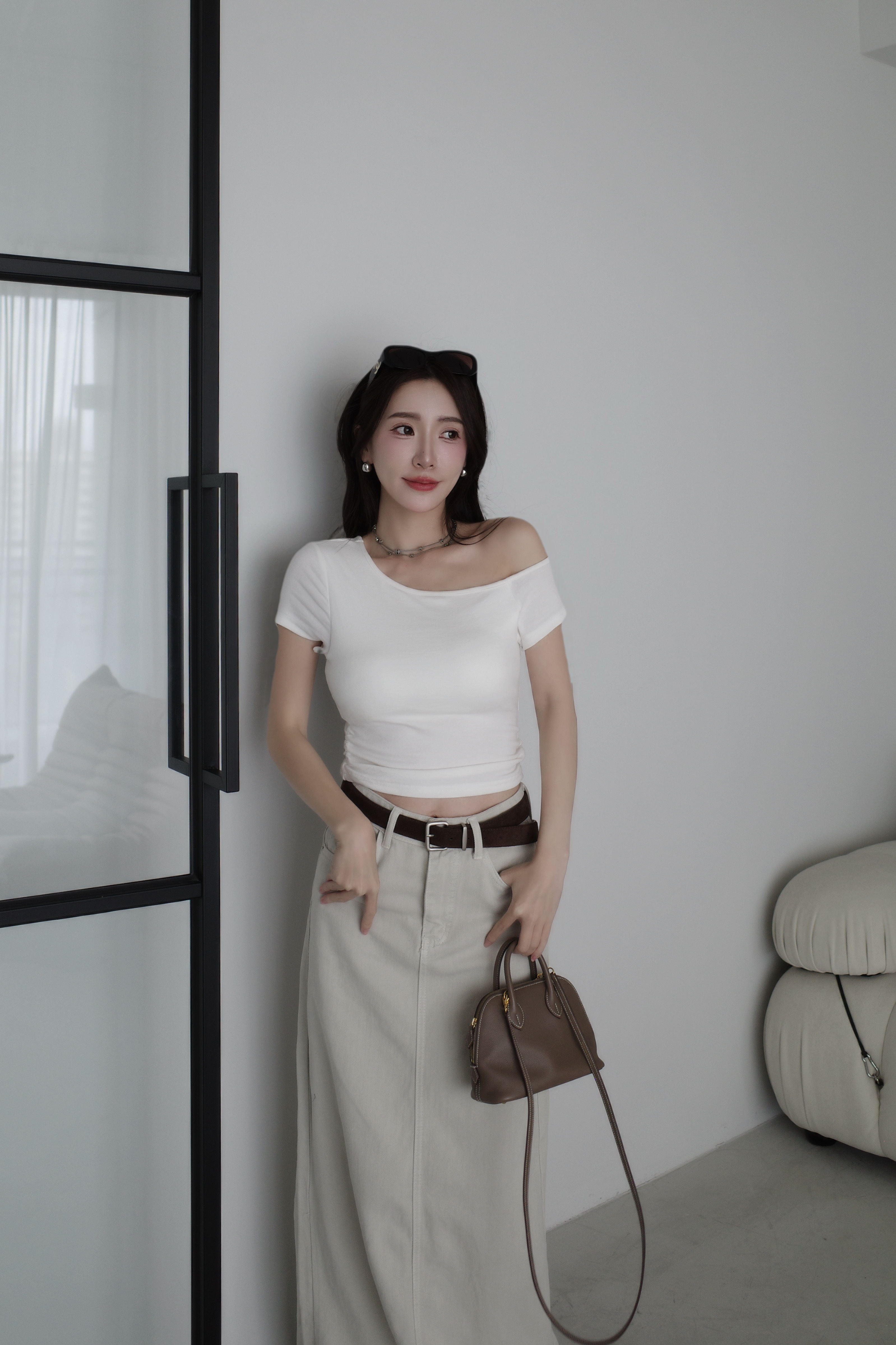 (預購)#AO28 斜肩彈力bratop(白/黑/灰/奶茶)