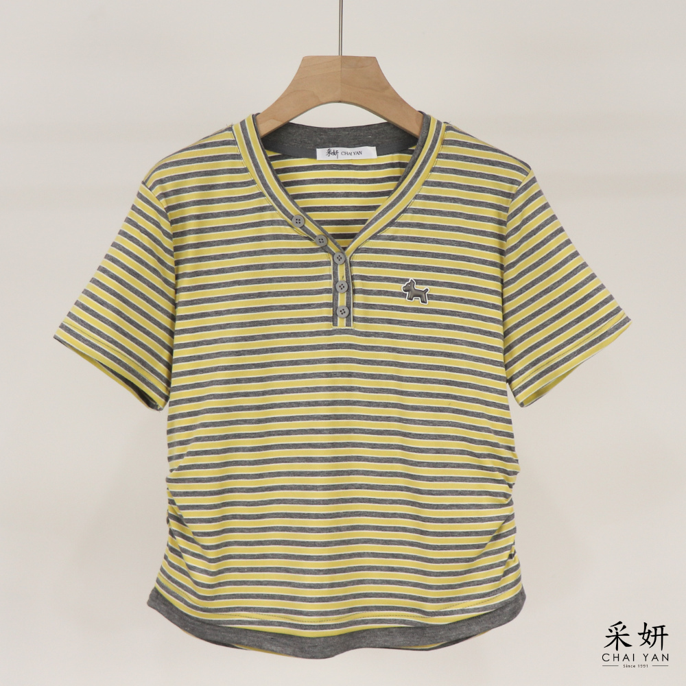 狗狗橫條短袖上衣