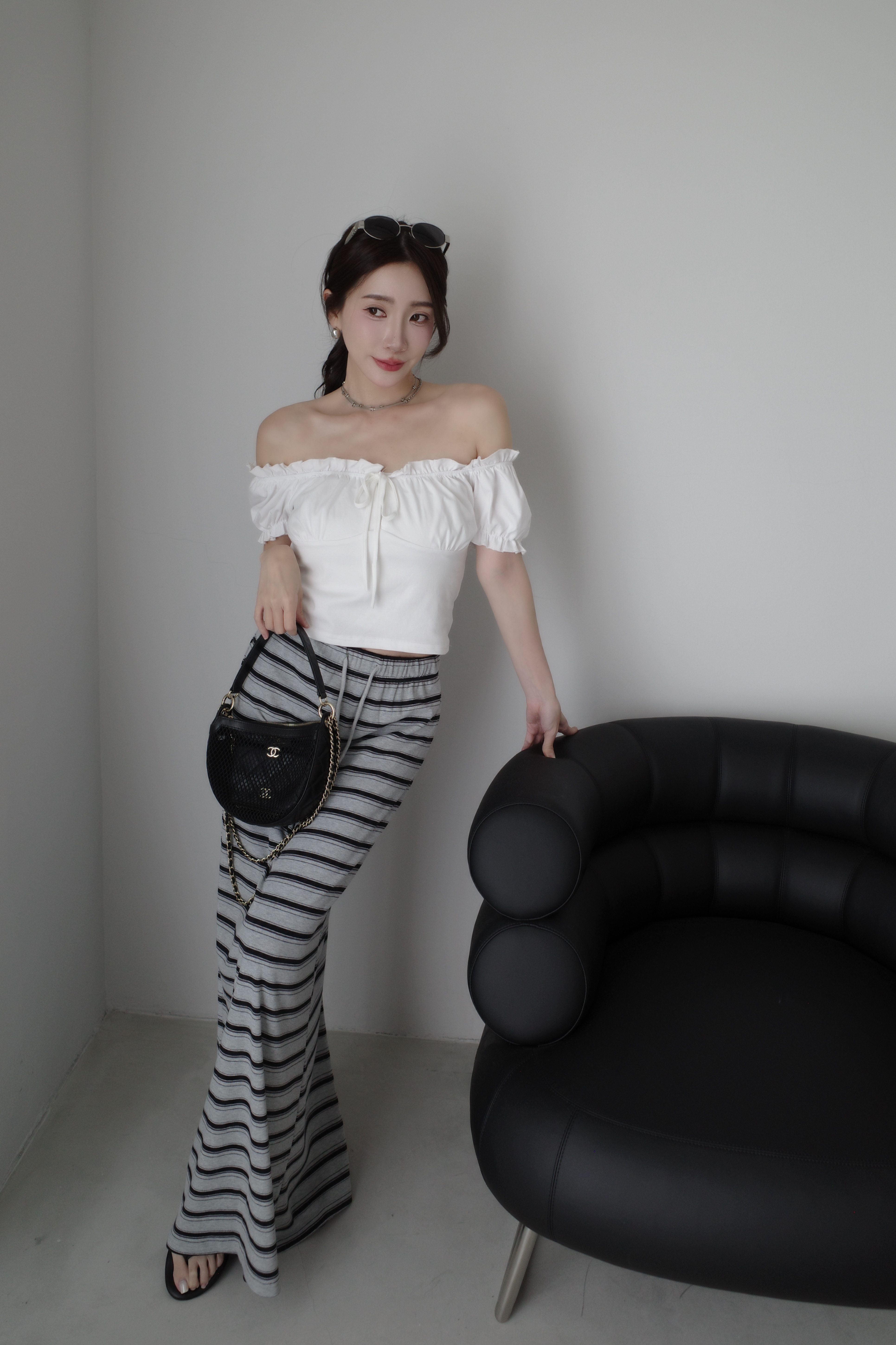 (預購)#AO23 休閒條紋直筒棉裙(黑/灰/藍)