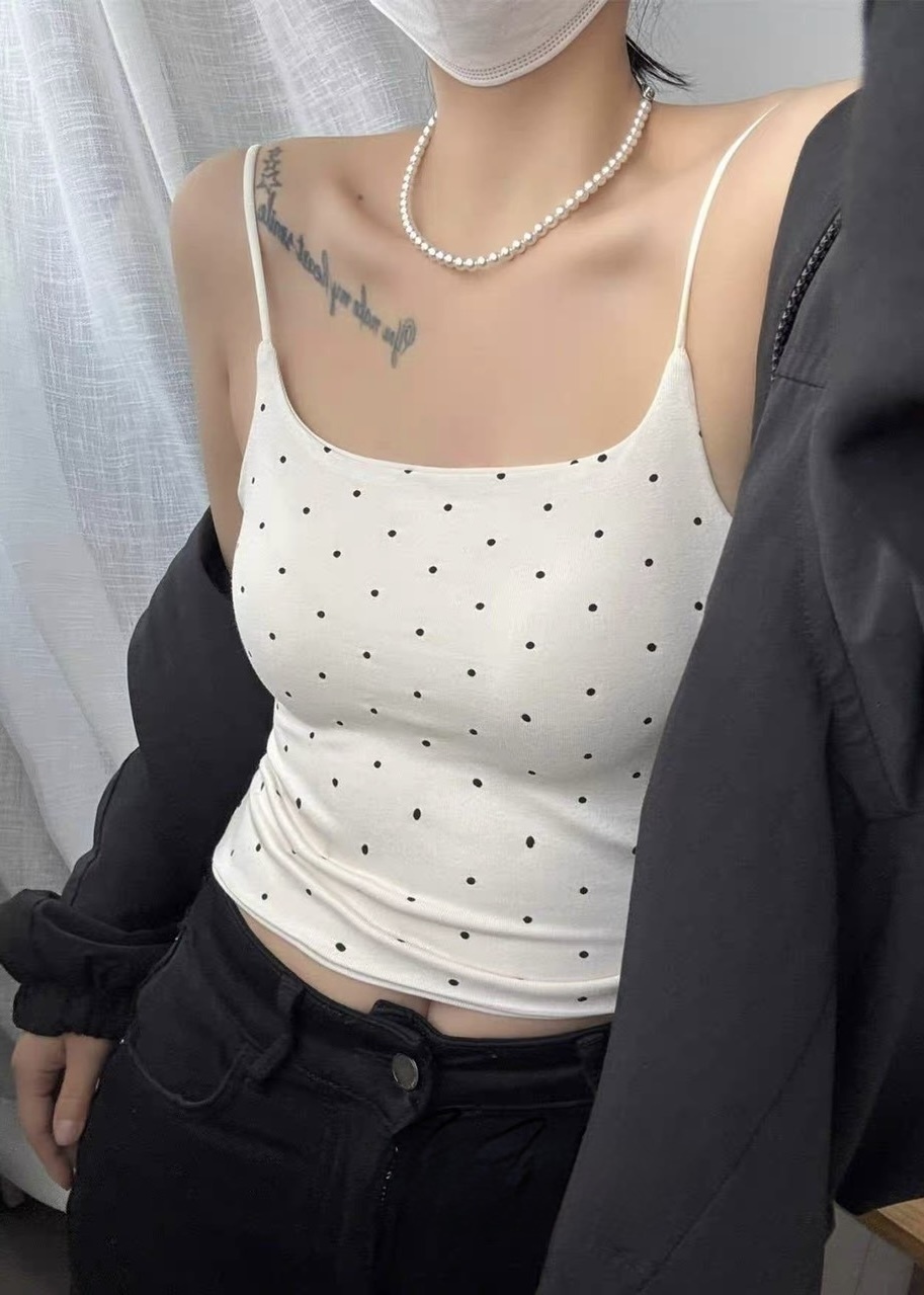 細肩點點罩杯棉質背心