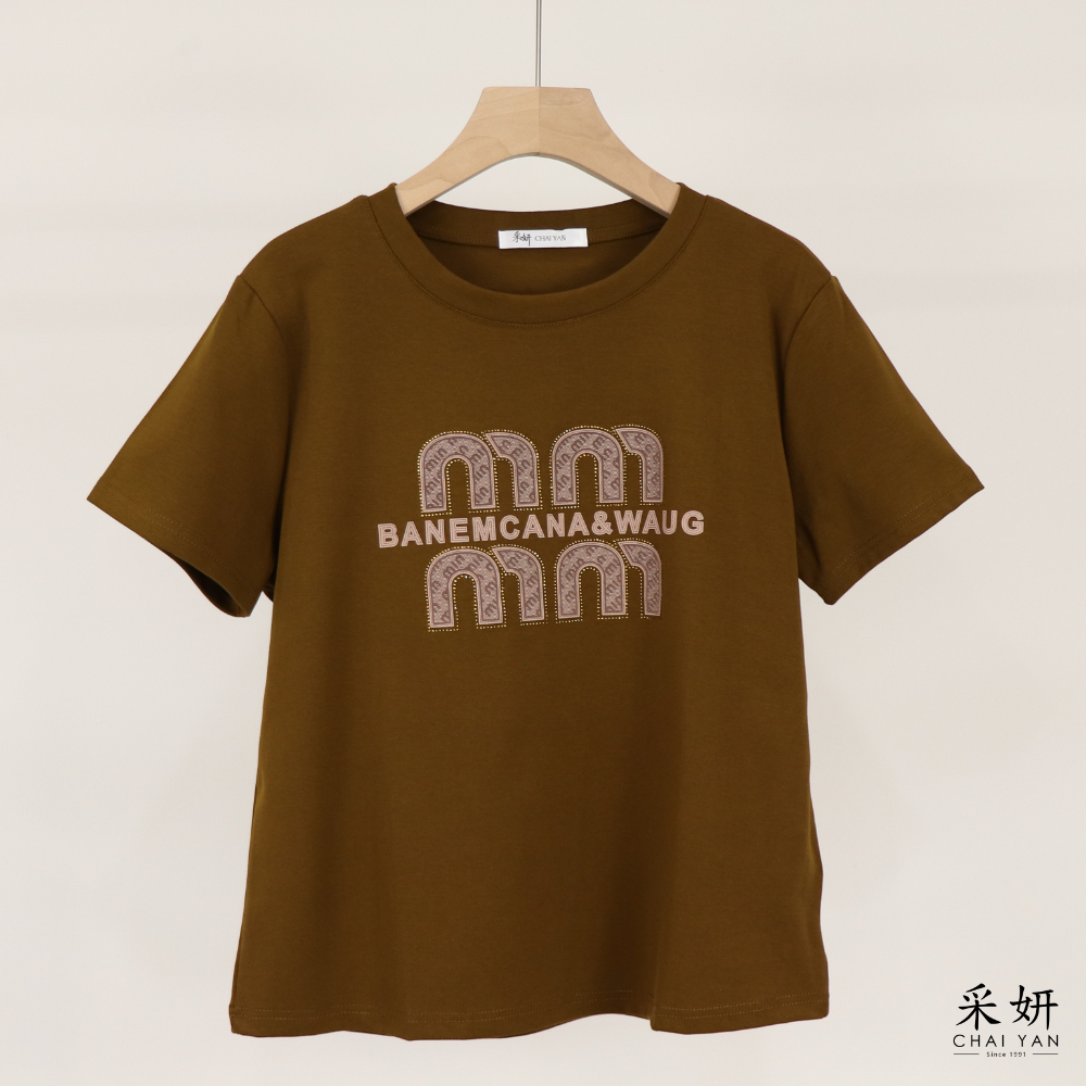 水鑽字母休閒短袖上衣