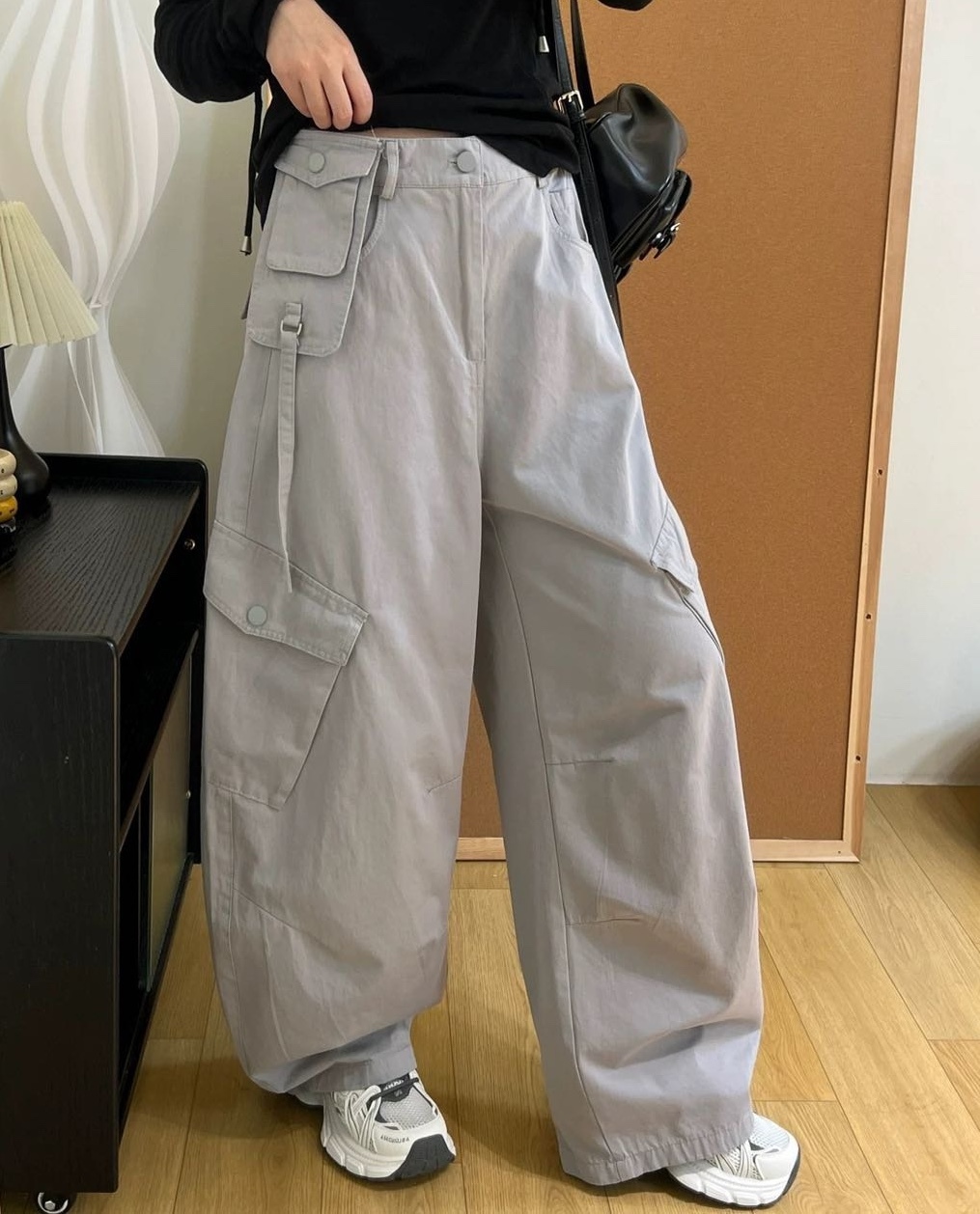 掀蓋口袋挺料彎刀工裝褲