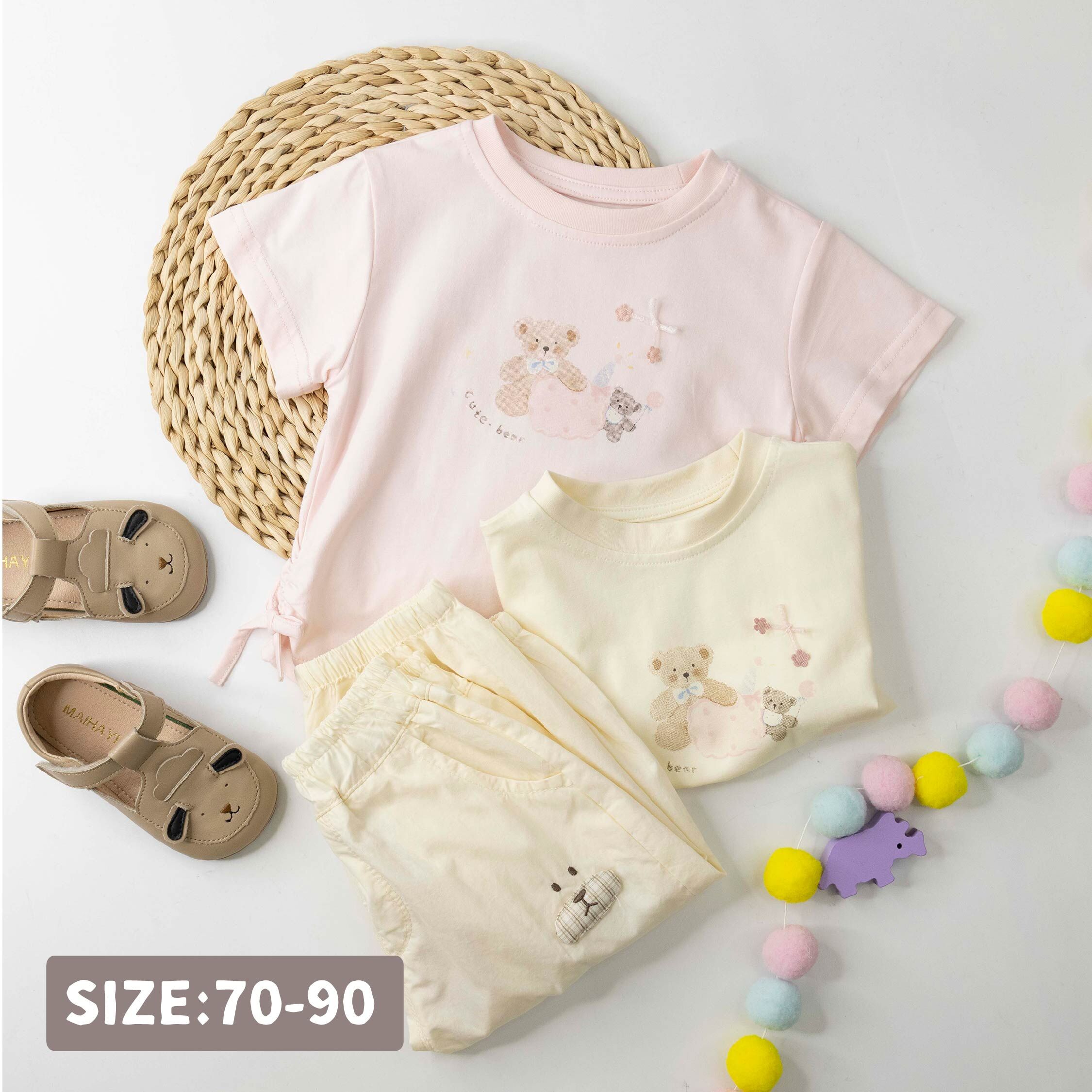 可愛熊寶貝側鬆緊設計上衣＊二色 (H60031)