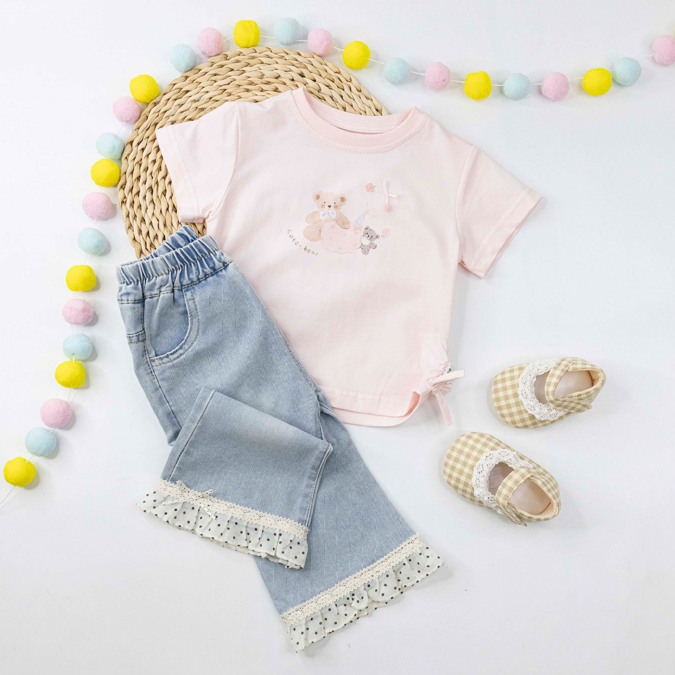 可愛熊寶貝側鬆緊設計上衣＊二色 (H60031)