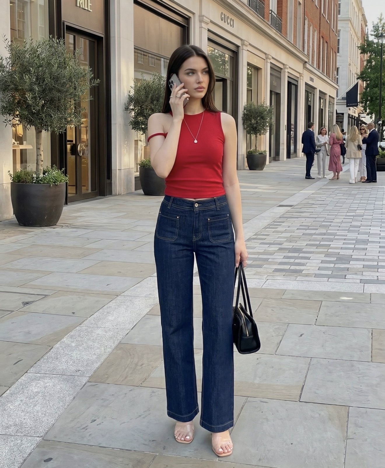 YI033 #3064 復古前袋仔直筒褲