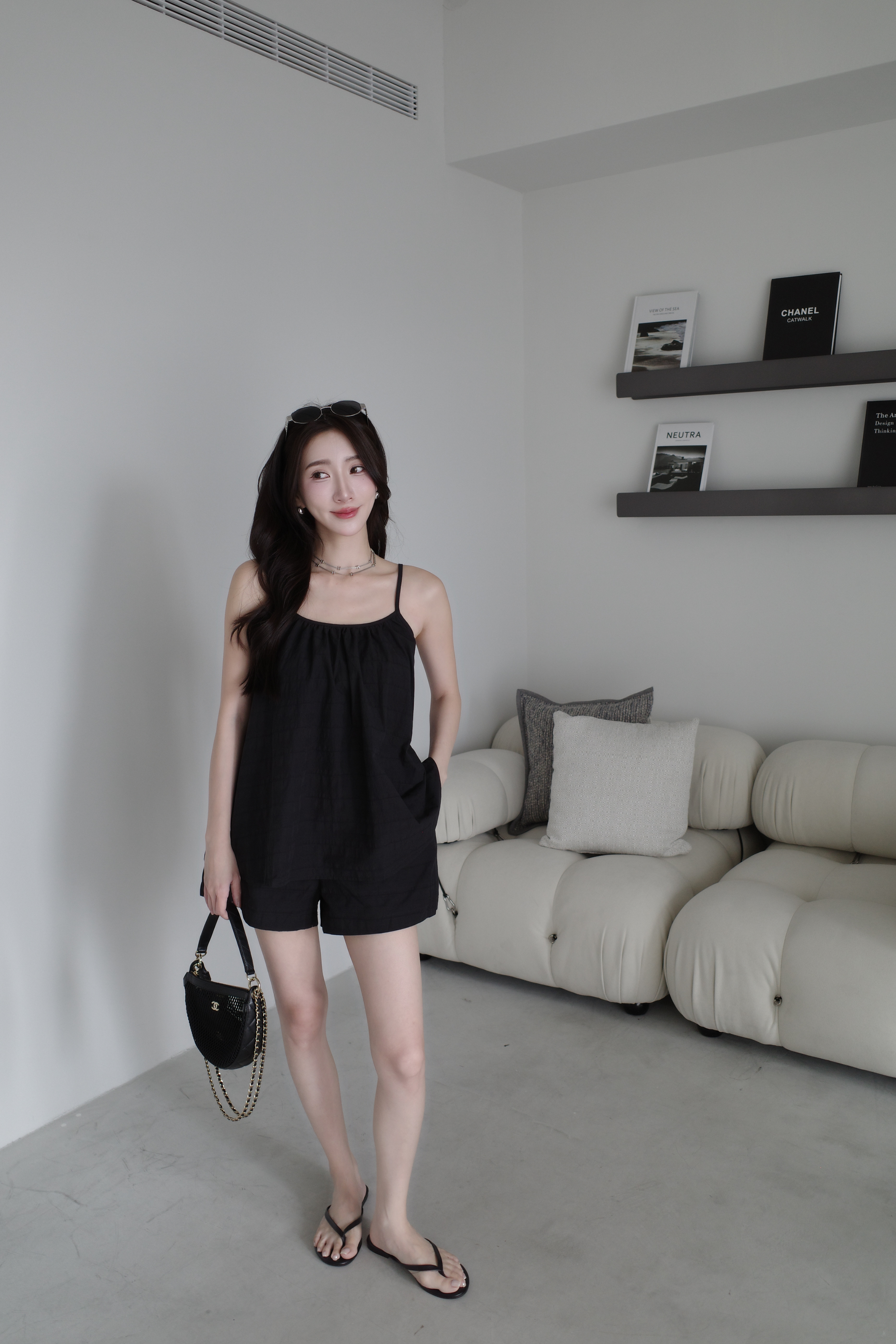 (預購)#AO44 可可愛愛背心套裝(白/黑)