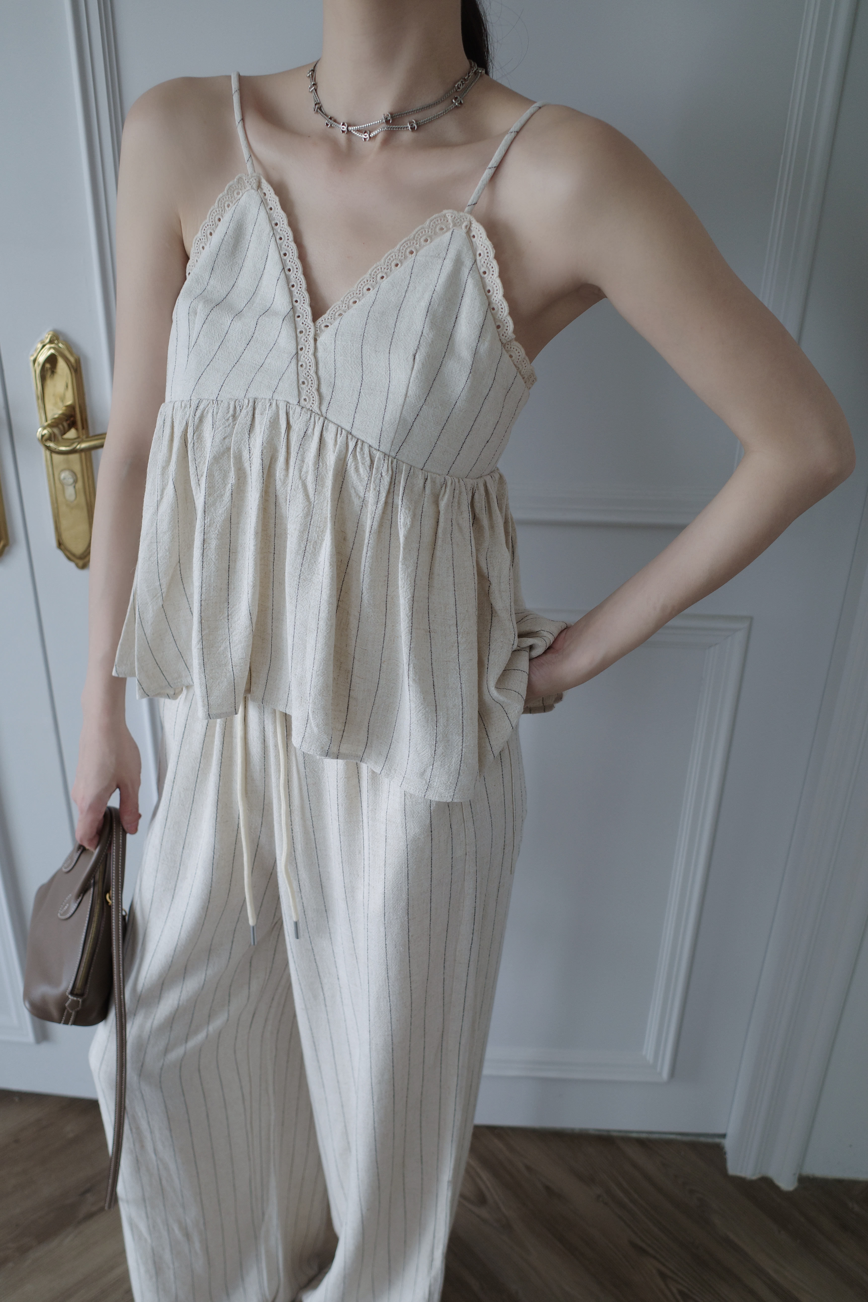 (預購)#AO62 亞麻條文背心