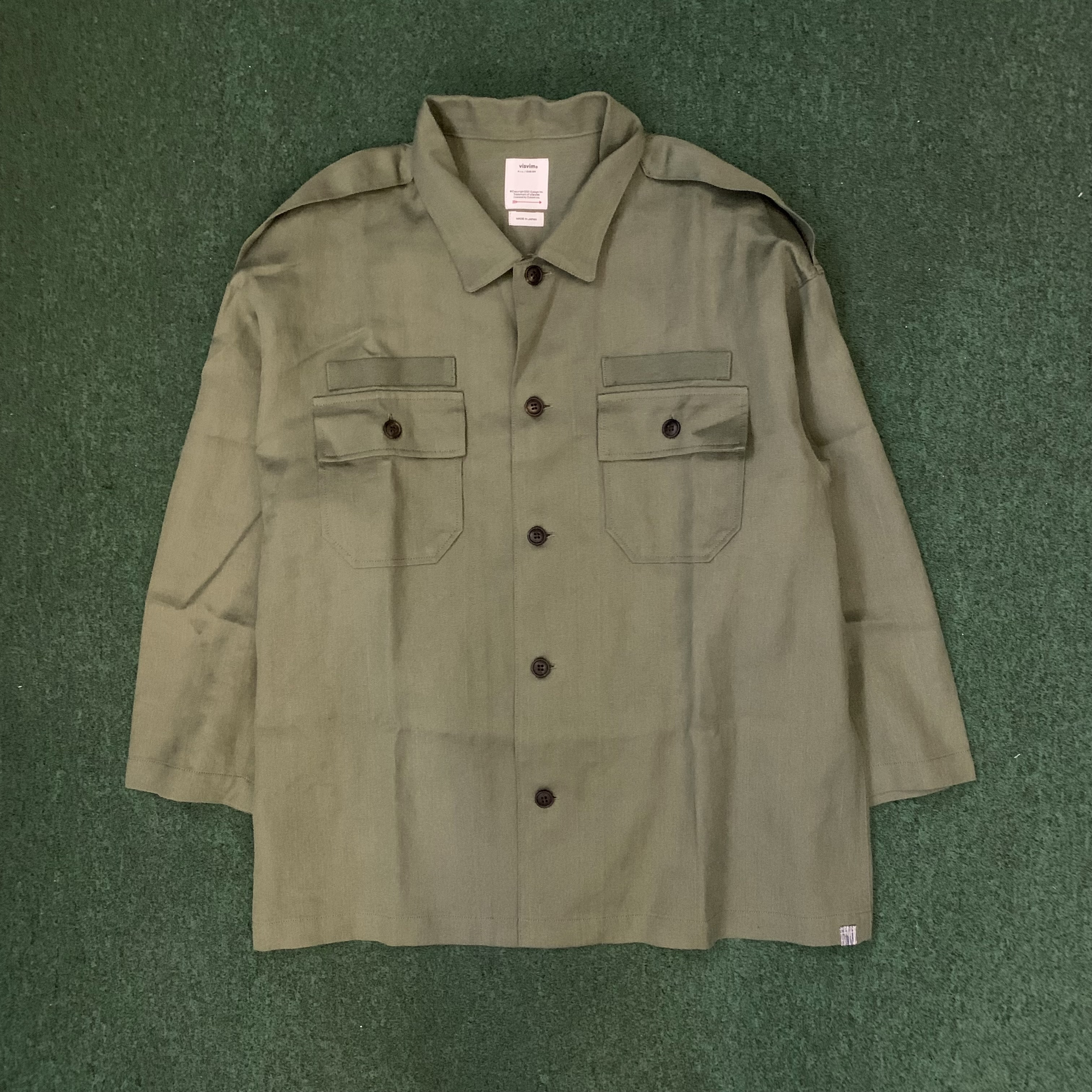 VISVIM CANAAN SHIRT L/S (LINEN/WOOL) (( USED A )) 中古美品 - OLIVE SIZE 4 IN STOCK NOW (現貨發售中)