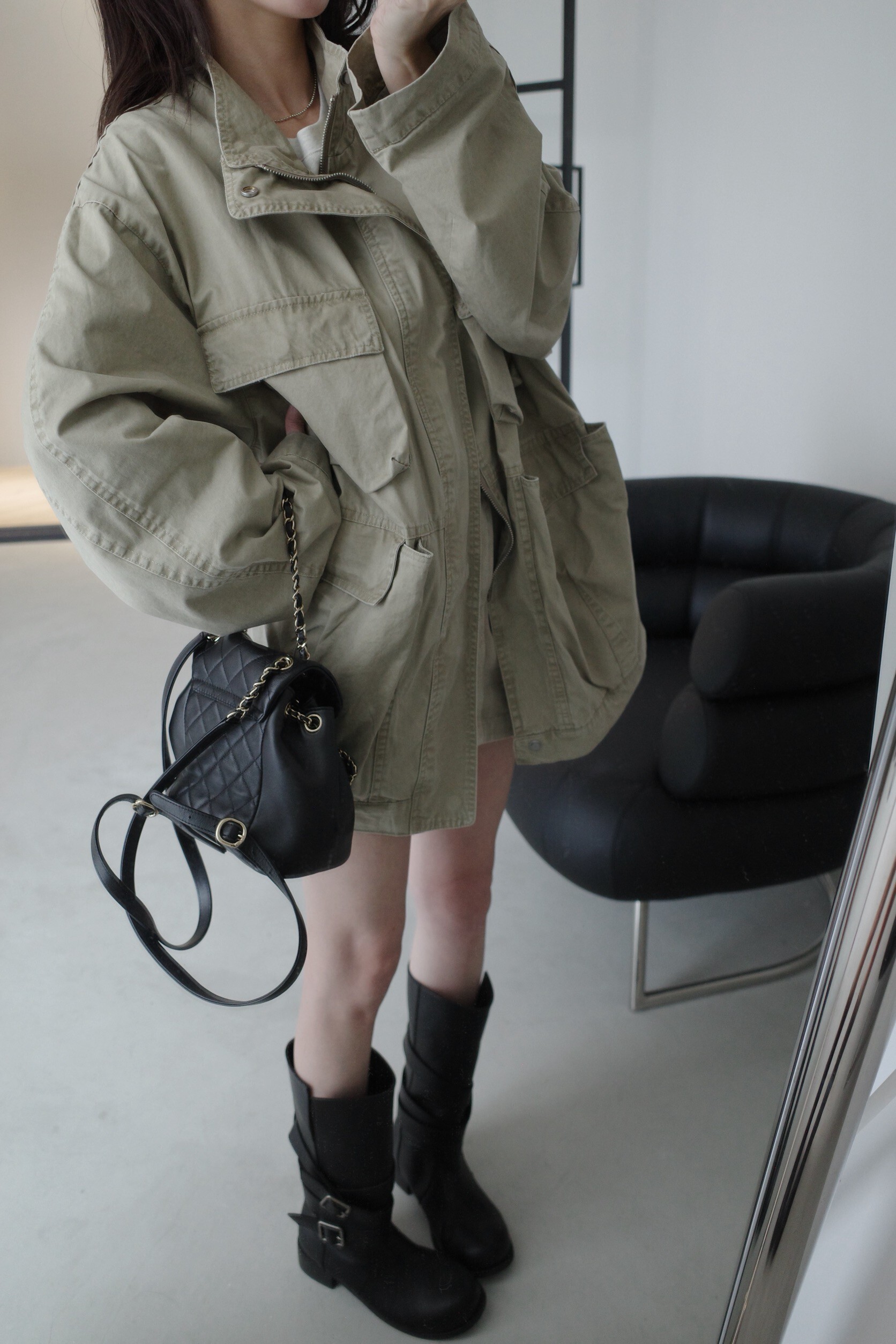 (預購)#AO42 口袋隨性長版外套(軍綠/卡其)