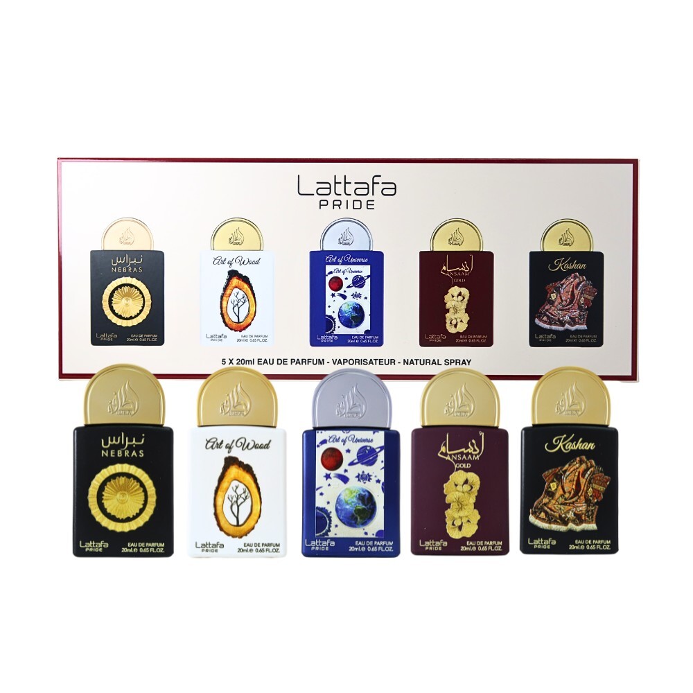 Lattafa 三號香氛收藏淡香精禮盒 (妮布拉斯+卡尚+木之藝術+宇宙之術+安薩姆金) 20ml X 5
