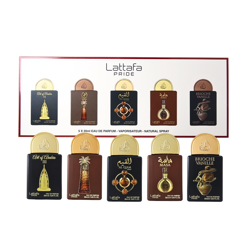 Lattafa 四號香氛收藏淡香精禮盒 (香草布里歐+阿拉伯之術三+阿吉瓦+奇亞姆金+瑪莎) 20ml X 5