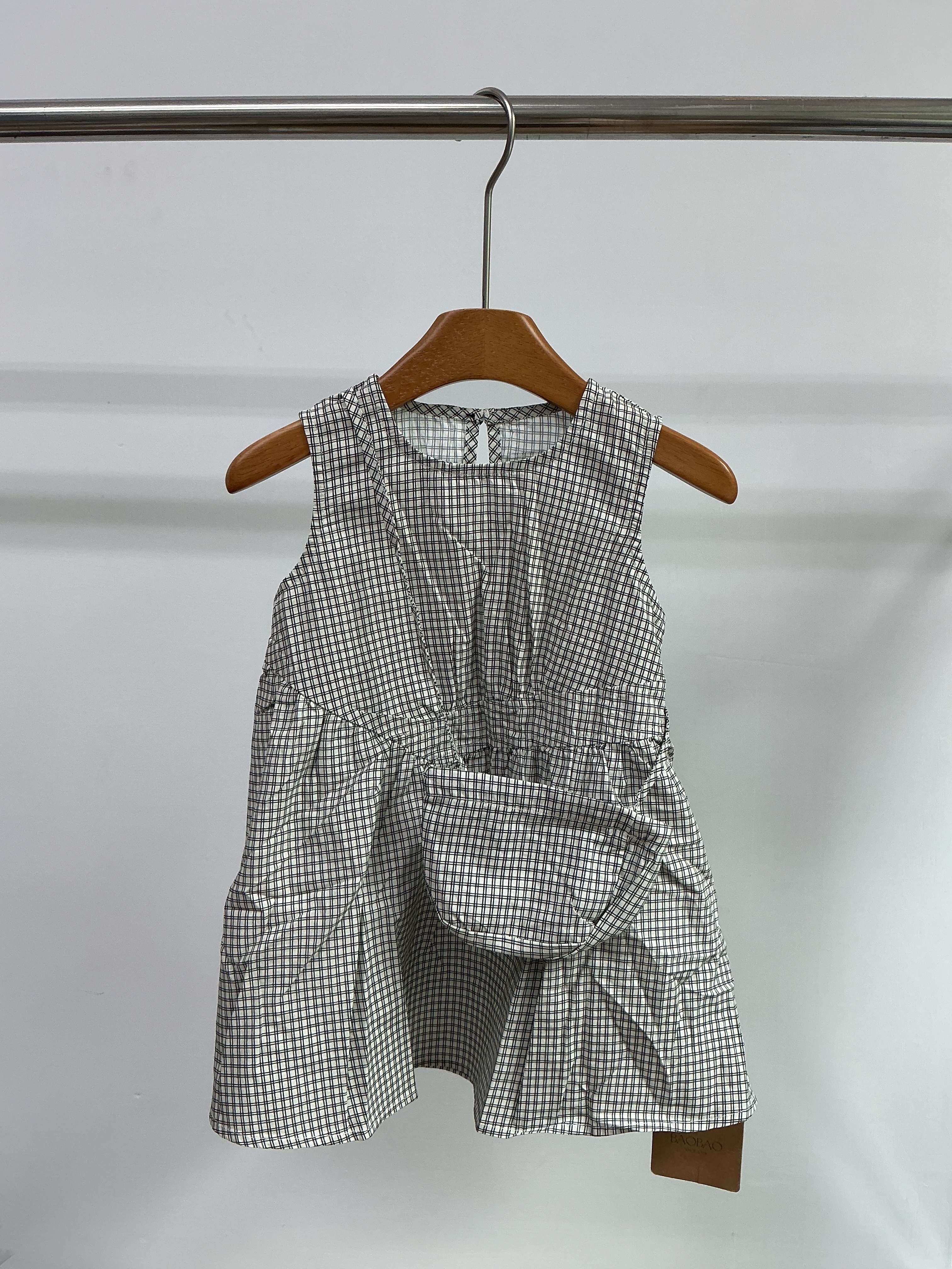 A04941格子洋裝（附包包）