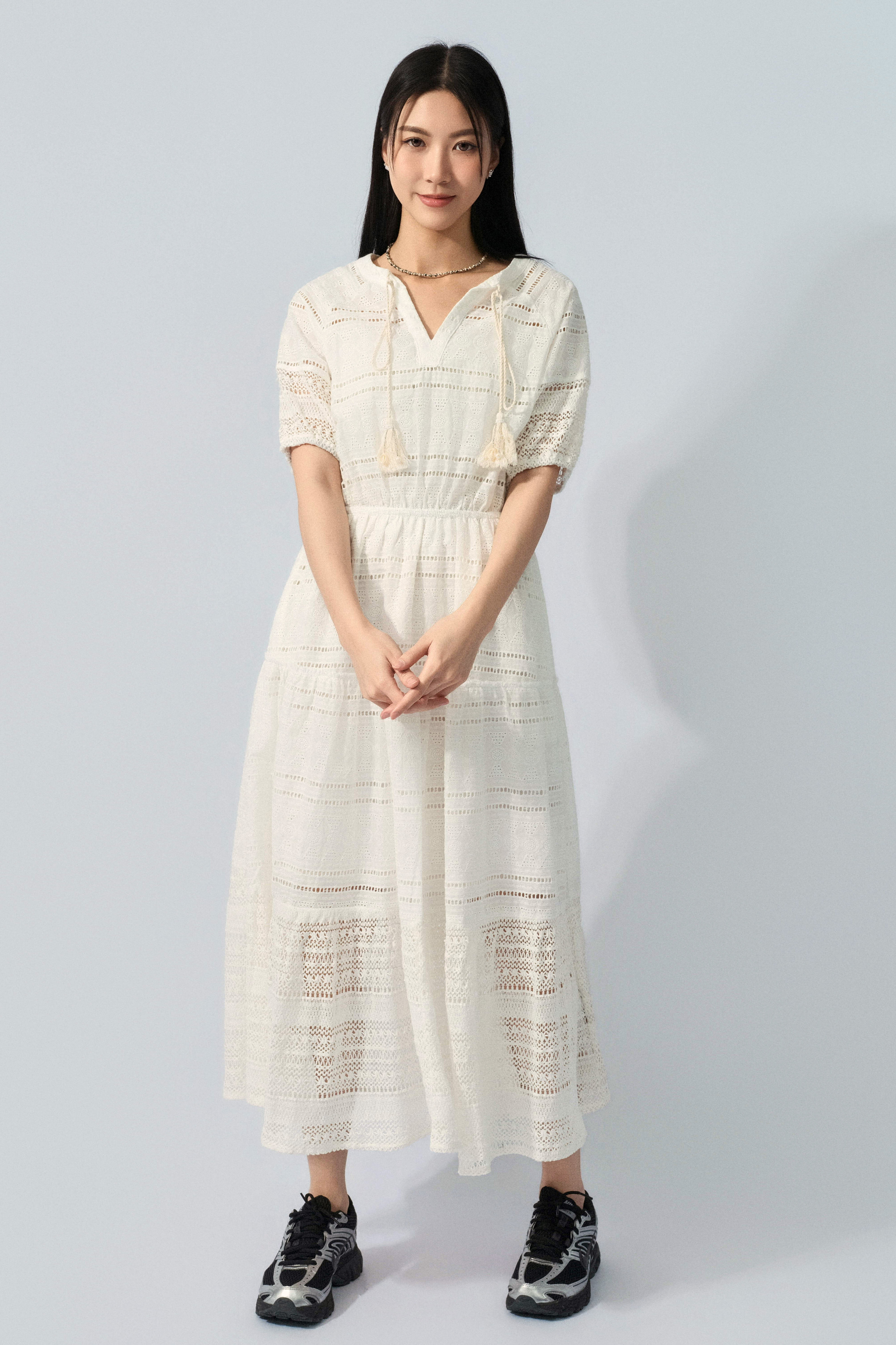 民族通花棉拼織花連身裙 (預購產品）