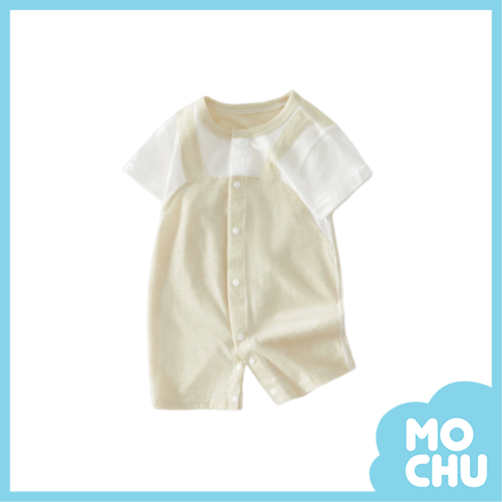 假兩件肩帶短袖連身衣(二色)