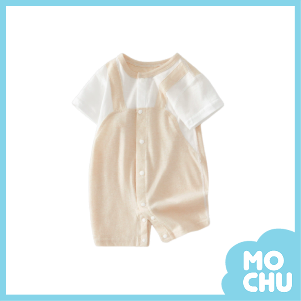 假兩件肩帶短袖連身衣(二色)