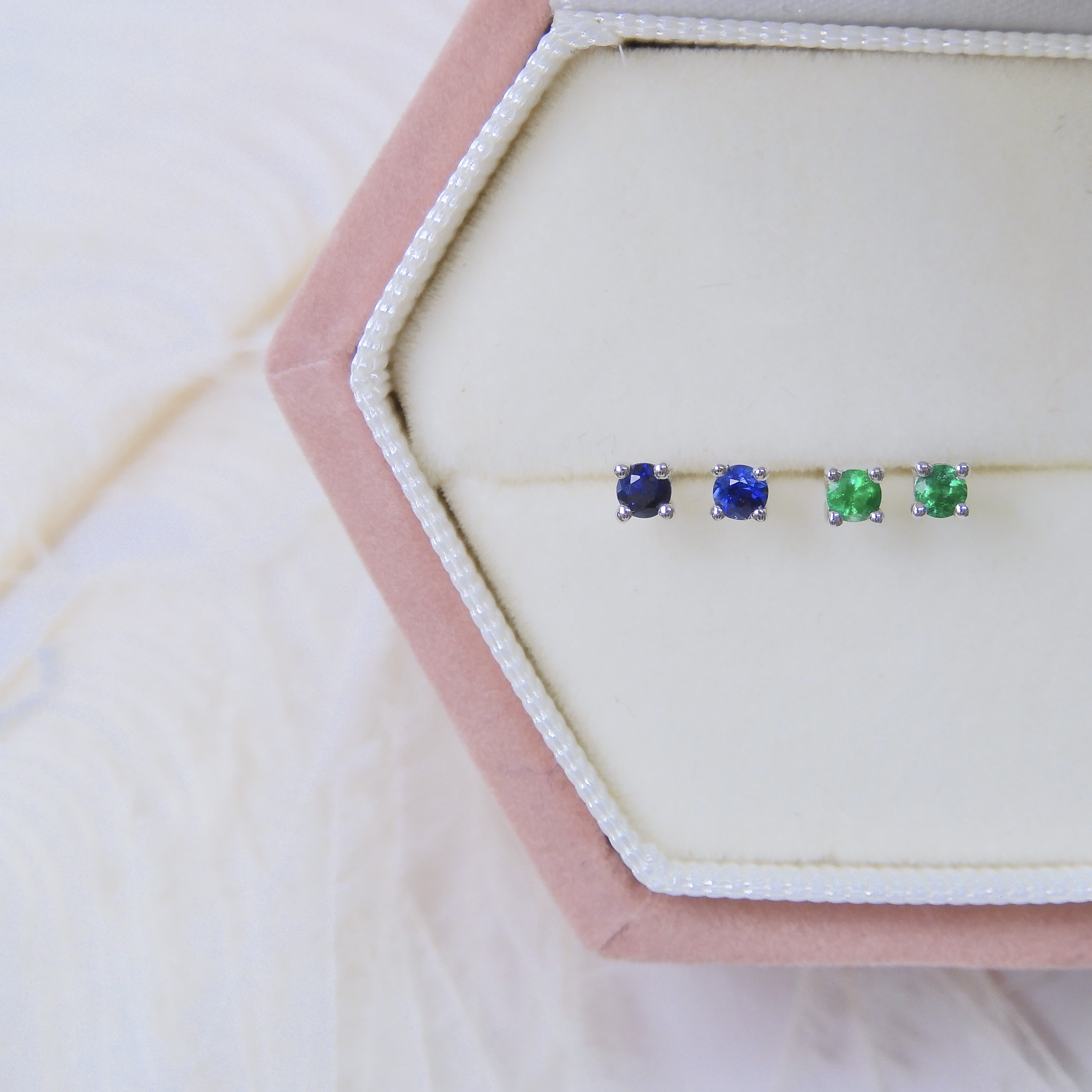 訂製 18K金 藍寶石/綠寶石  耳針