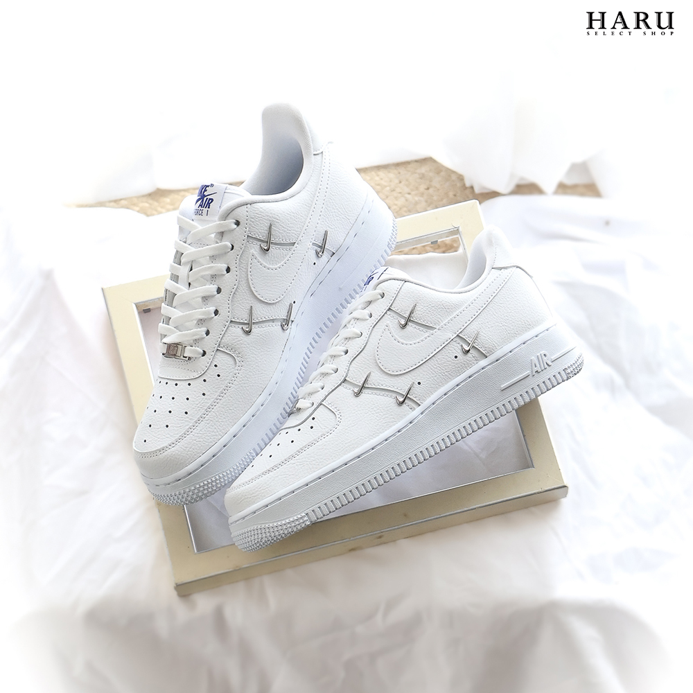 Nike Air Force 1 07 LX AF1 四鉤 銀鉤 白藍 立體小鉤 泫雅著用款 女生復古休閒鞋 CT1990-100