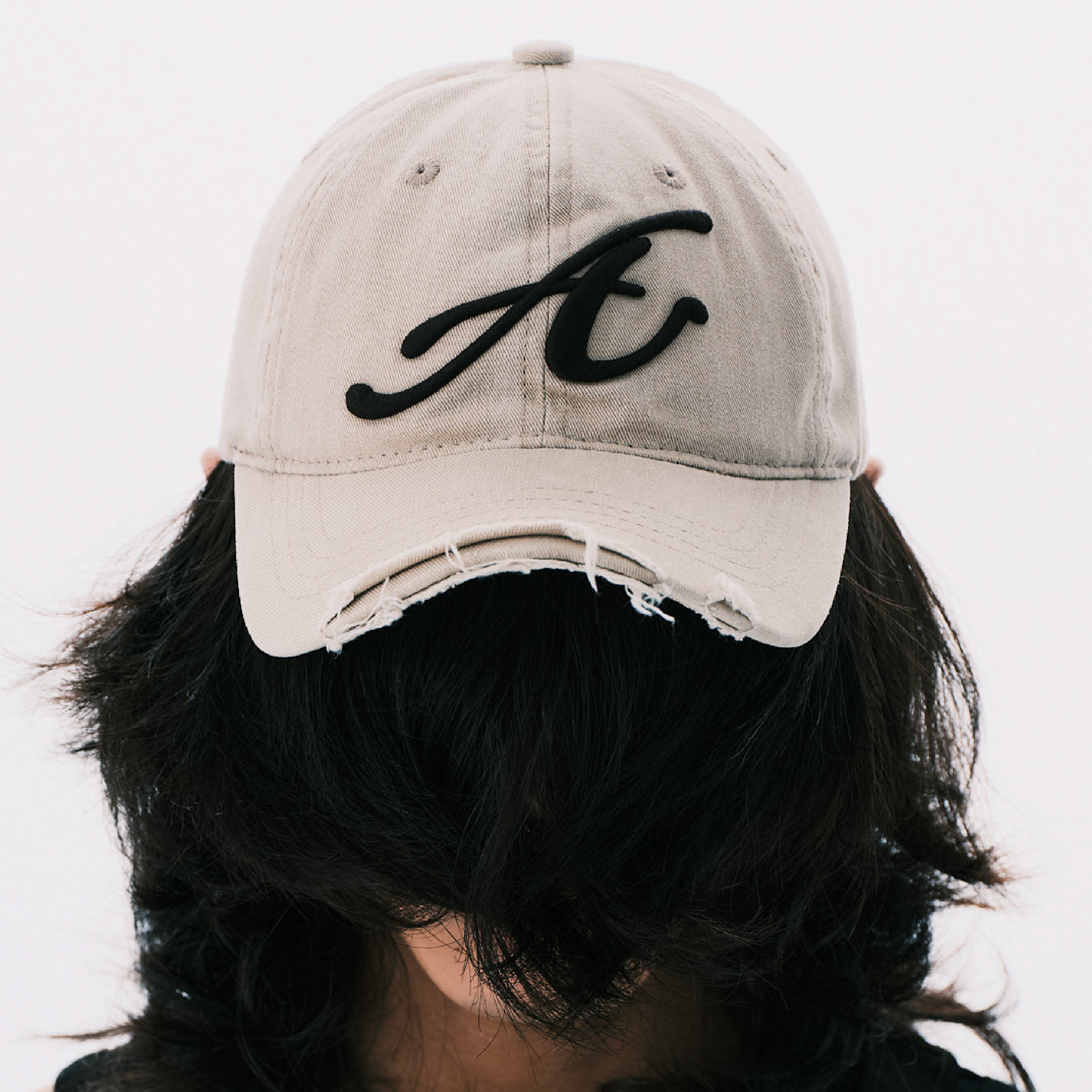 ANOWHEREMAN Raw Edge Baseball Cap - Beige