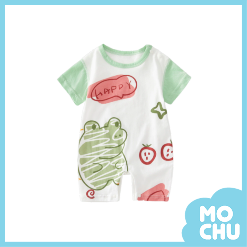可愛蛙肩開短袖連身衣