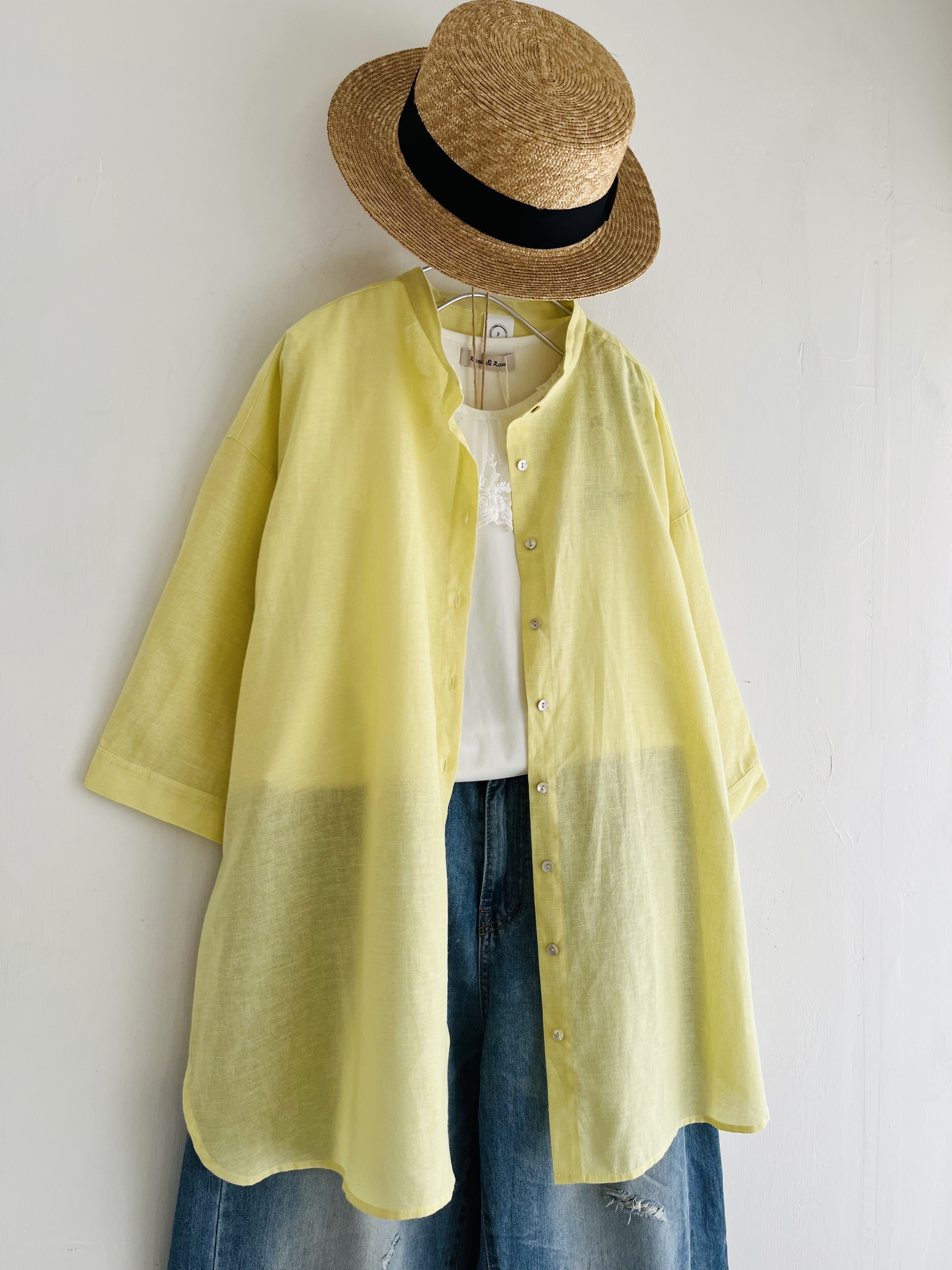 ⑨黃色中長小企領top