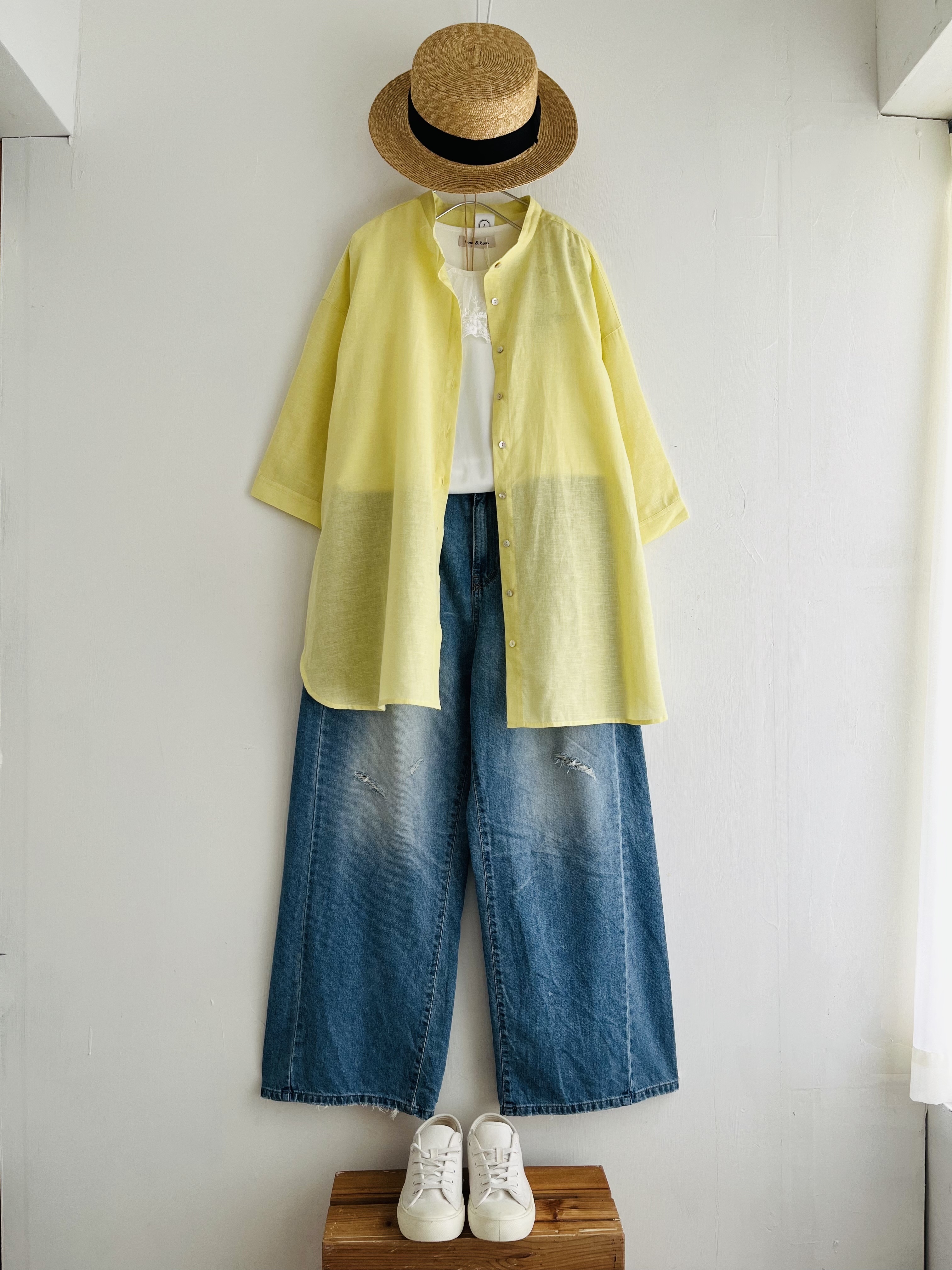 ⑨黃色中長小企領top