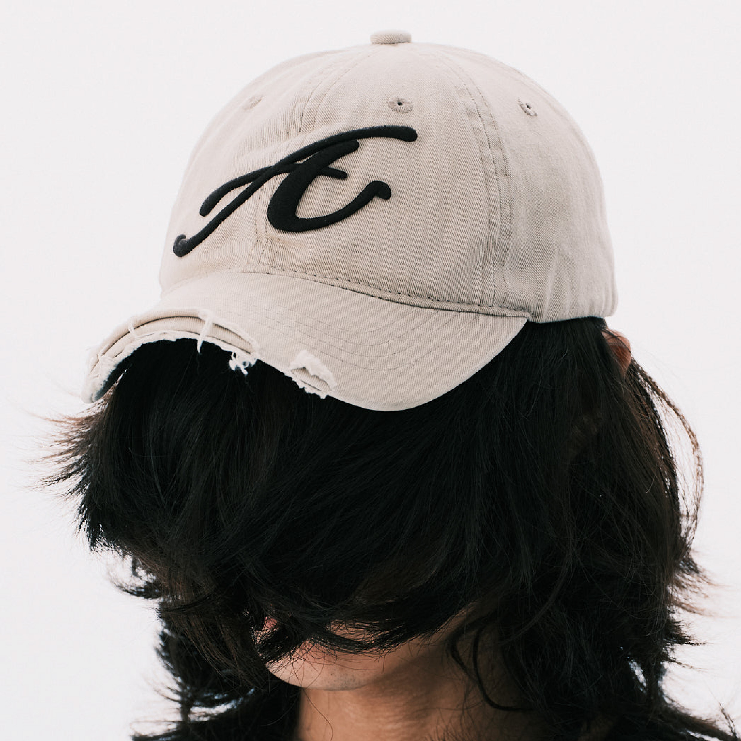 ANOWHEREMAN Raw Edge Baseball Cap - Beige