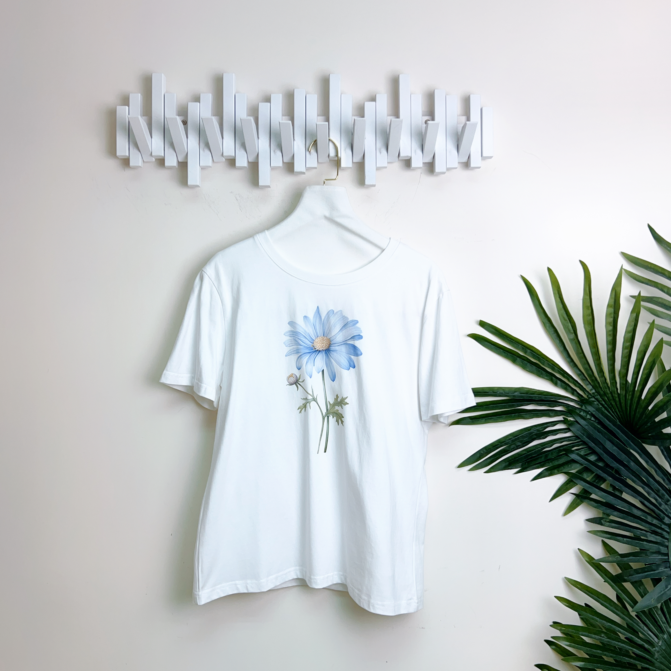 藍色雛菊印花棉質上衣（胸40-42 腰38-40 長24吋）26049 #2404clo