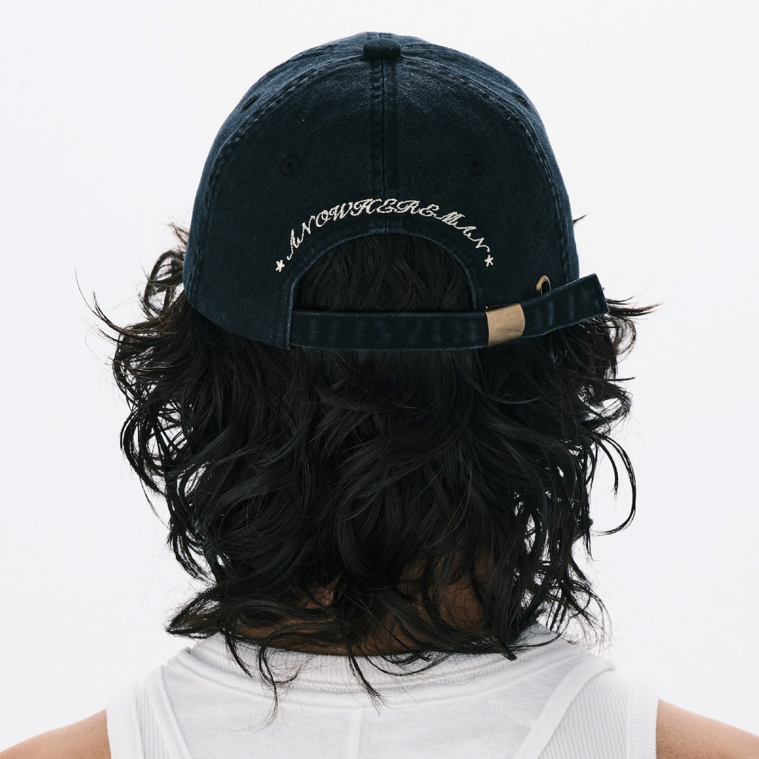 ANOWHEREMAN Raw Edge Baseball Cap - Black