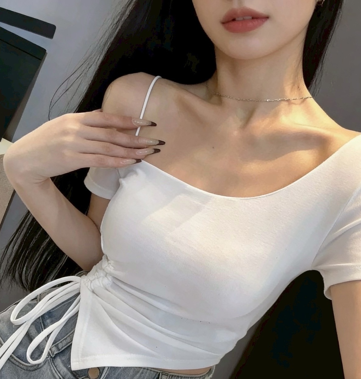 單邊細繩側抽繩罩杯衣