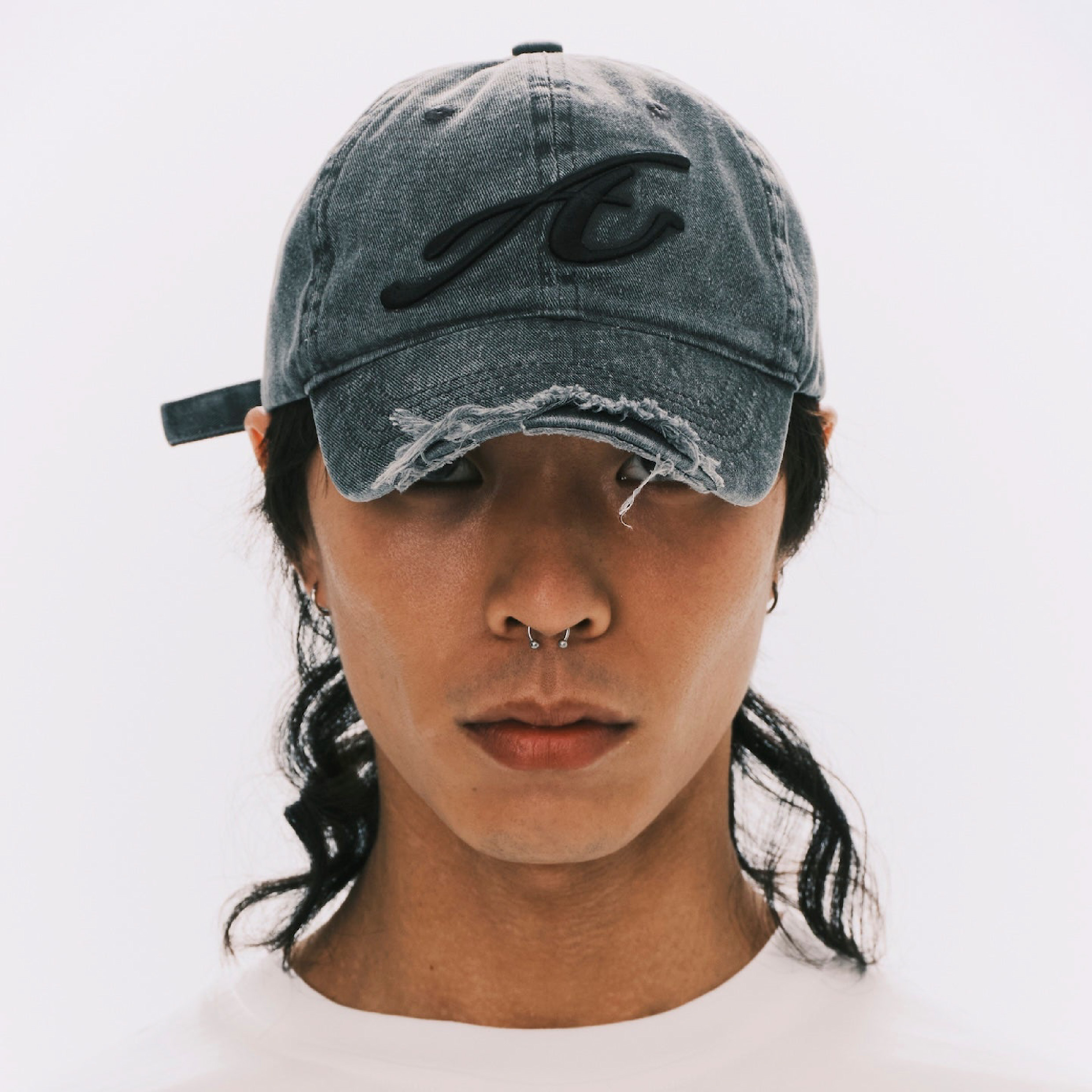 ANOWHEREMAN Raw Edge Baseball Cap - Grey